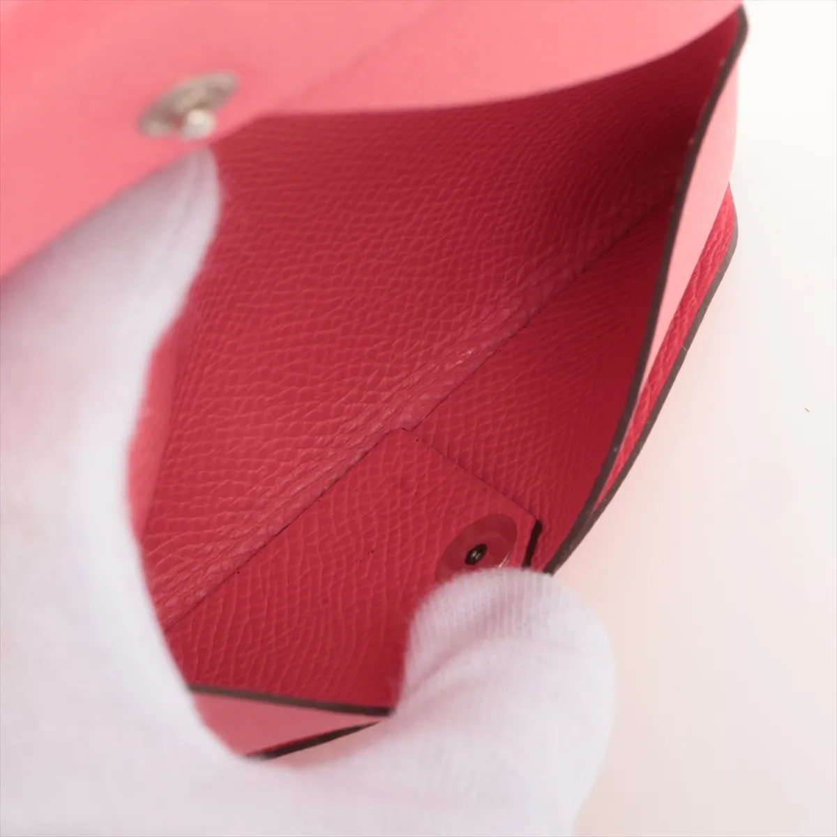 Calvi Veau Epsom Card Case, Pink, Silver Hardware, K: 2025 — view 5