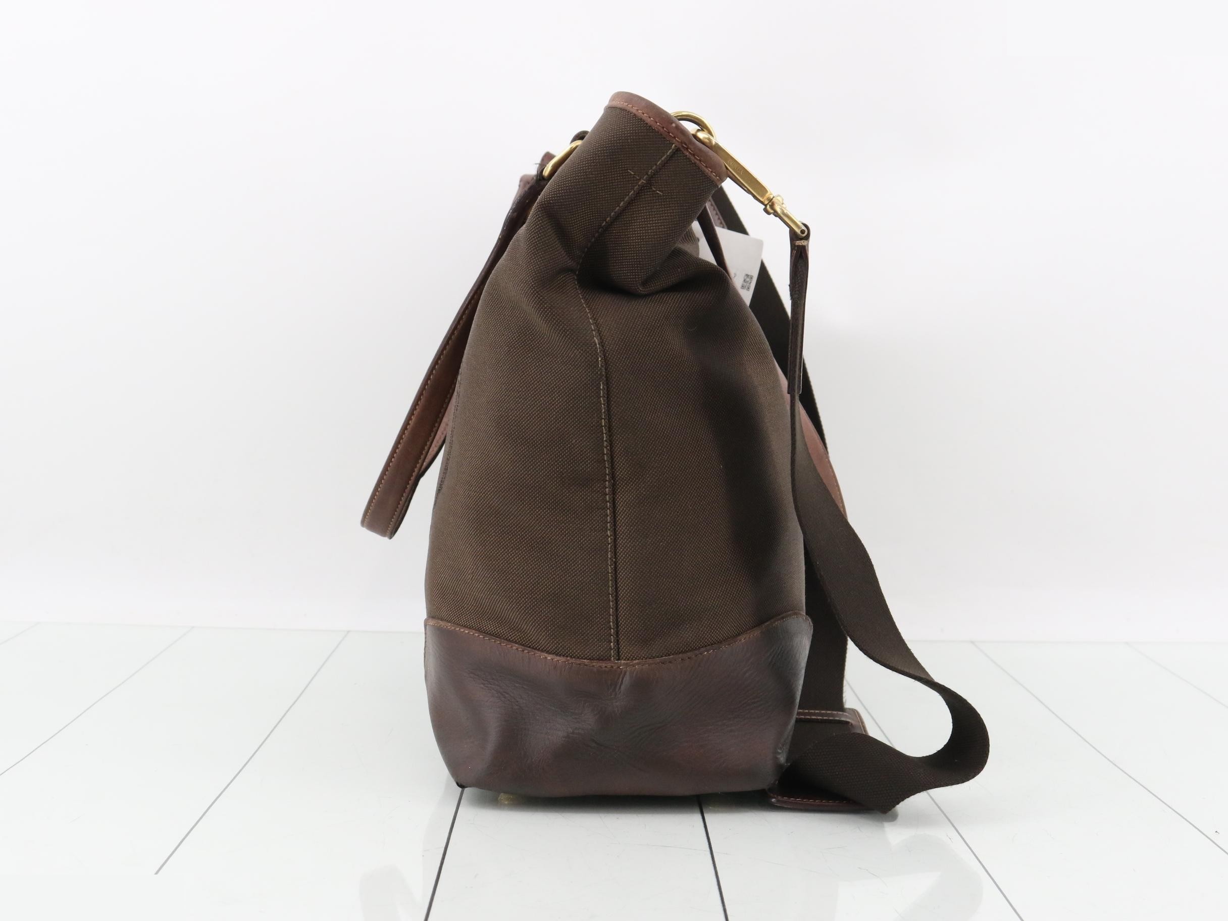 Canvas and leather tote bag with straps — view 3
