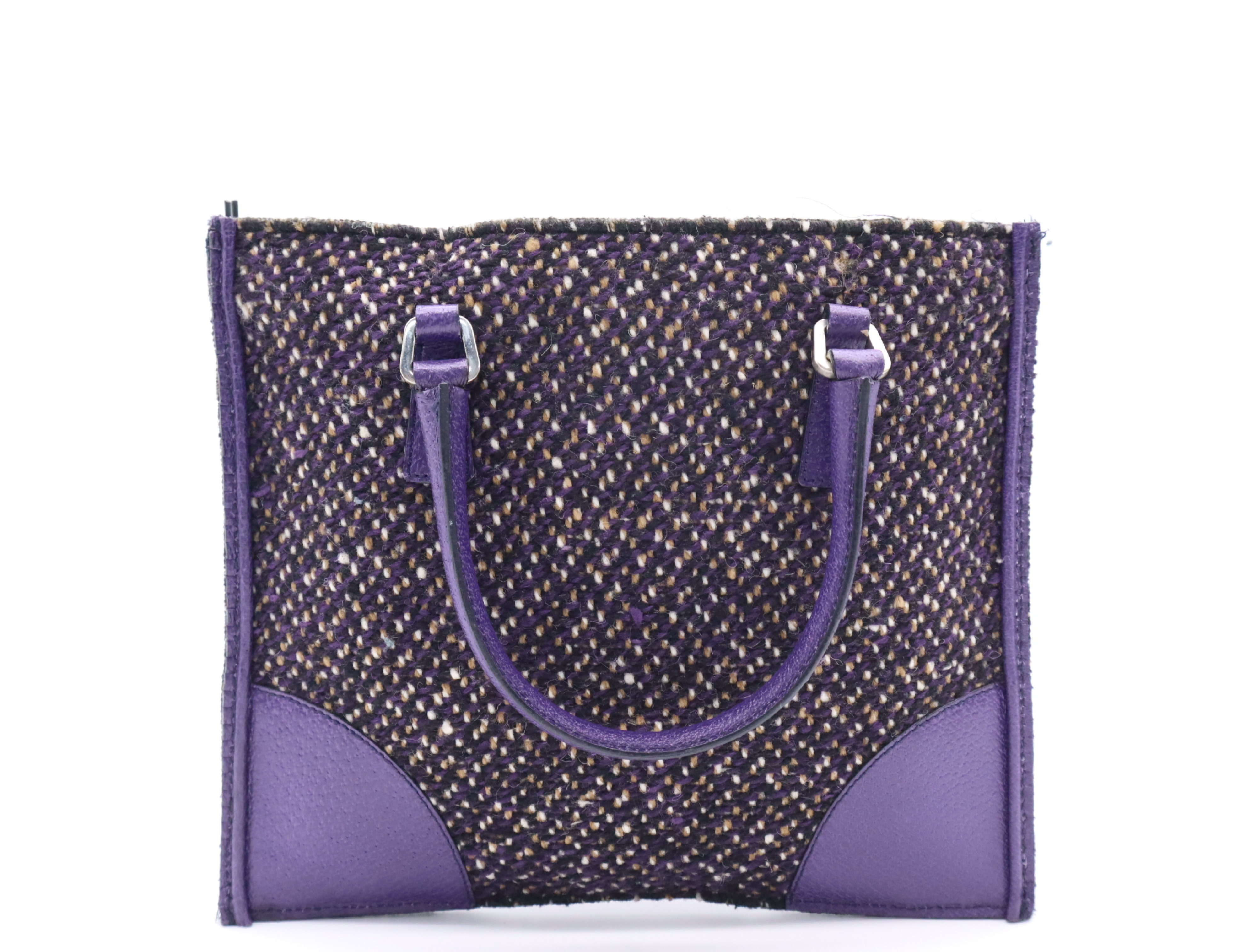 Tweed/Leather Flat Tweed Purple Handbag — view 2