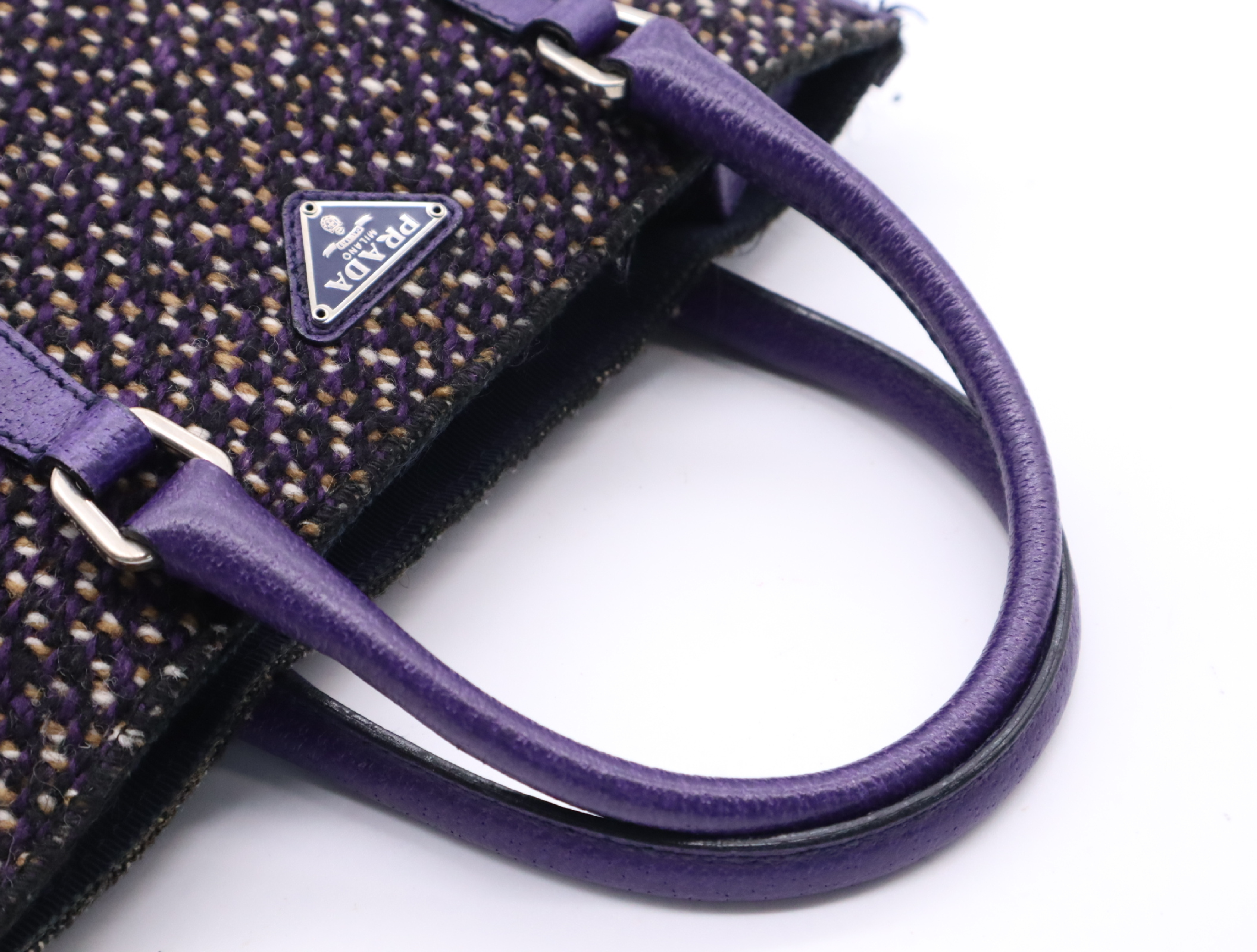 Tweed/Leather Flat Tweed Purple Handbag — view 12