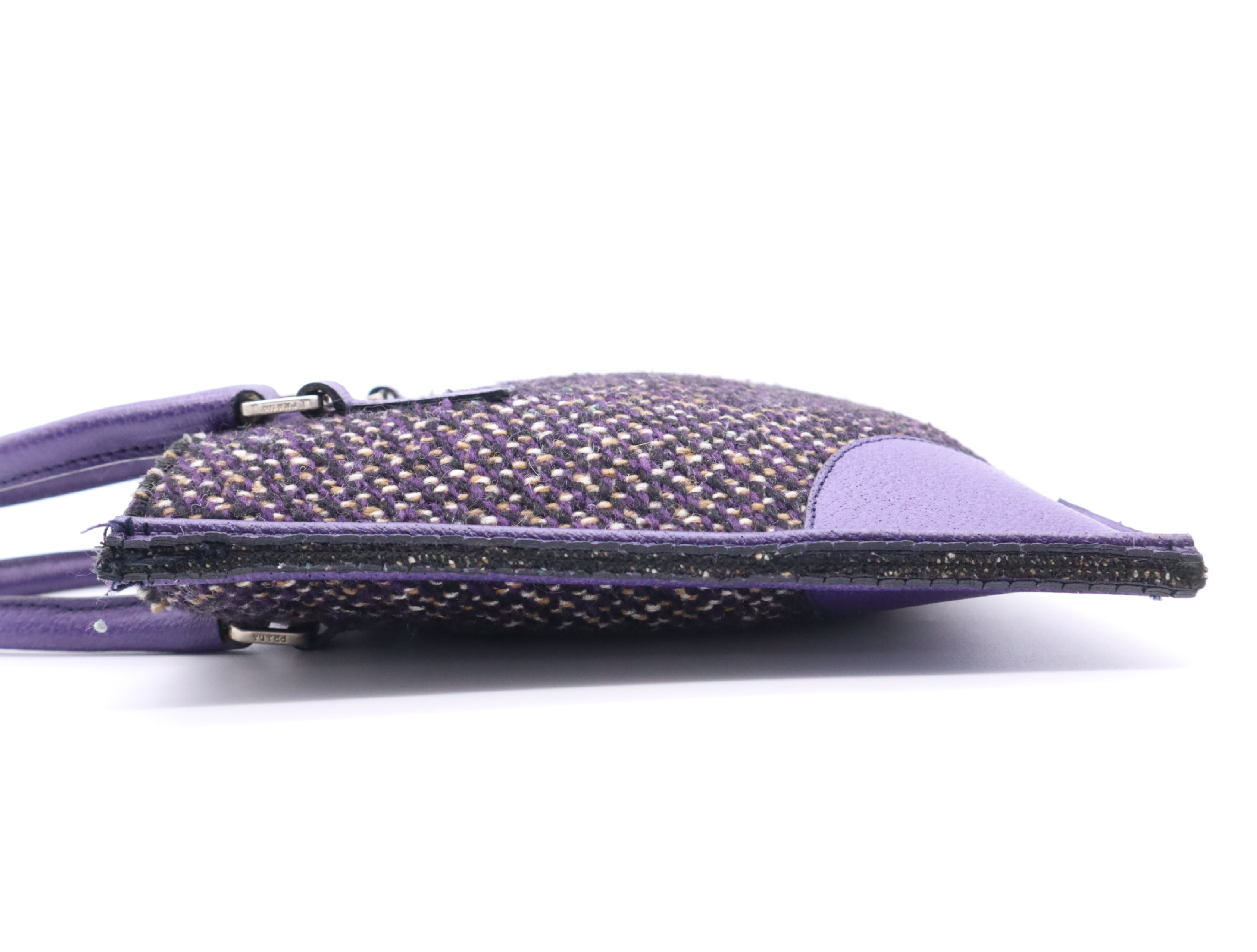 Tweed/Leather Flat Tweed Purple Handbag — view 3