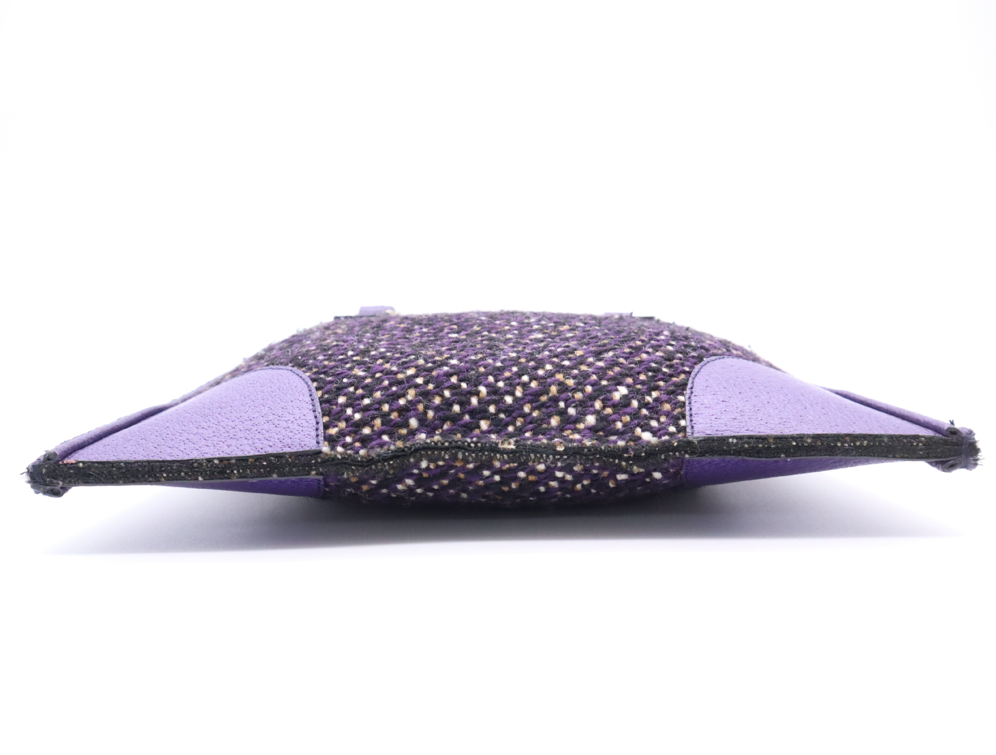 Tweed/Leather Flat Tweed Purple Handbag — view 4
