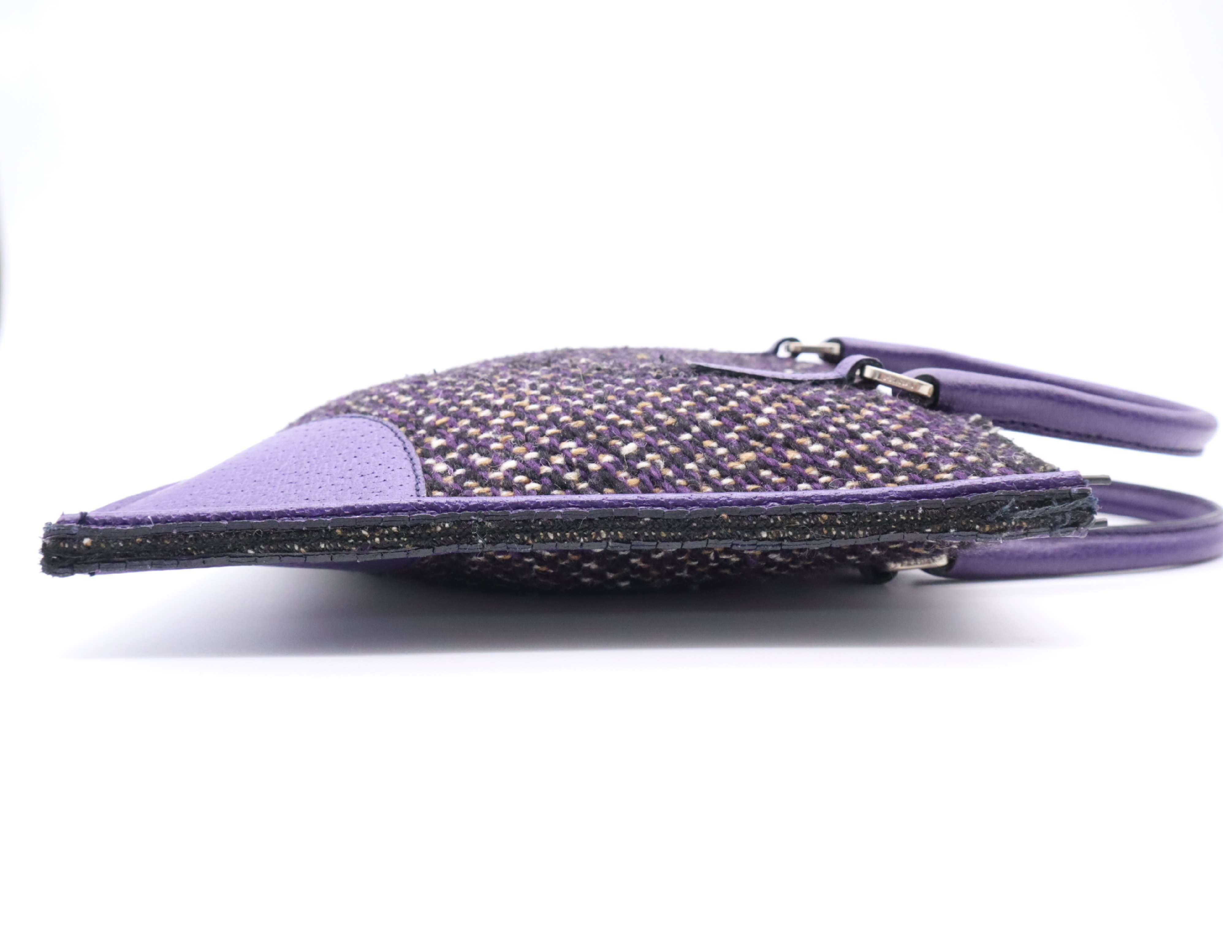 Tweed/Leather Flat Tweed Purple Handbag — view 5
