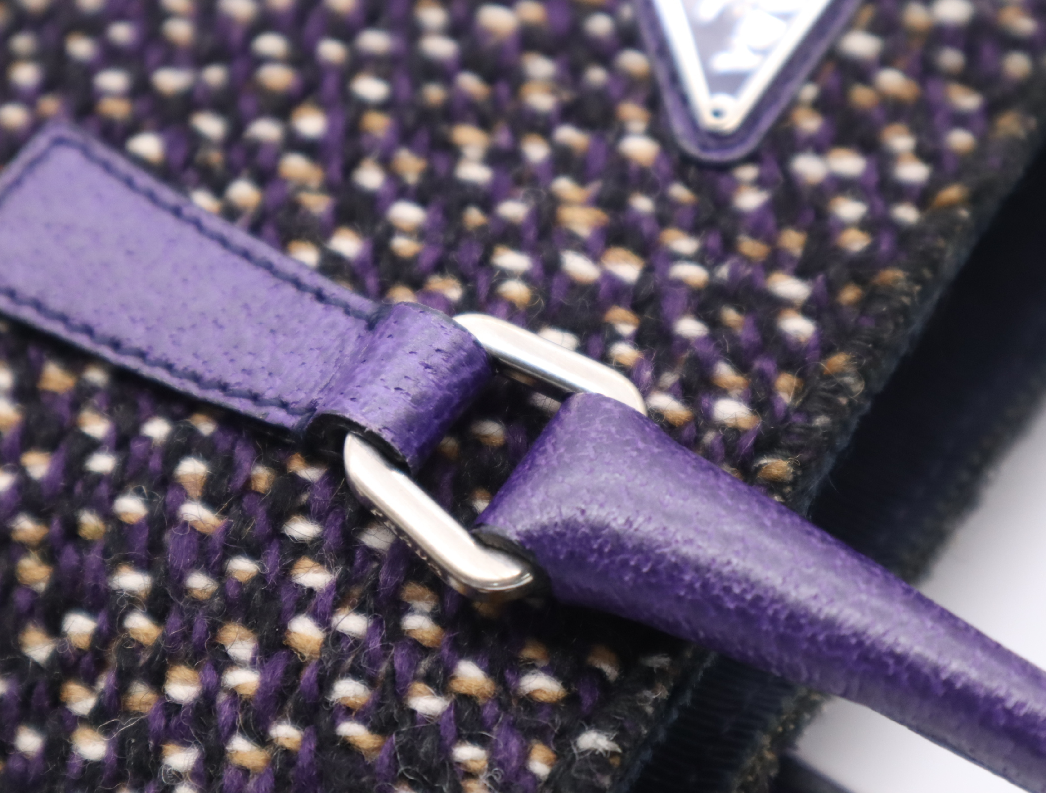 Tweed/Leather Flat Tweed Purple Handbag — view 9