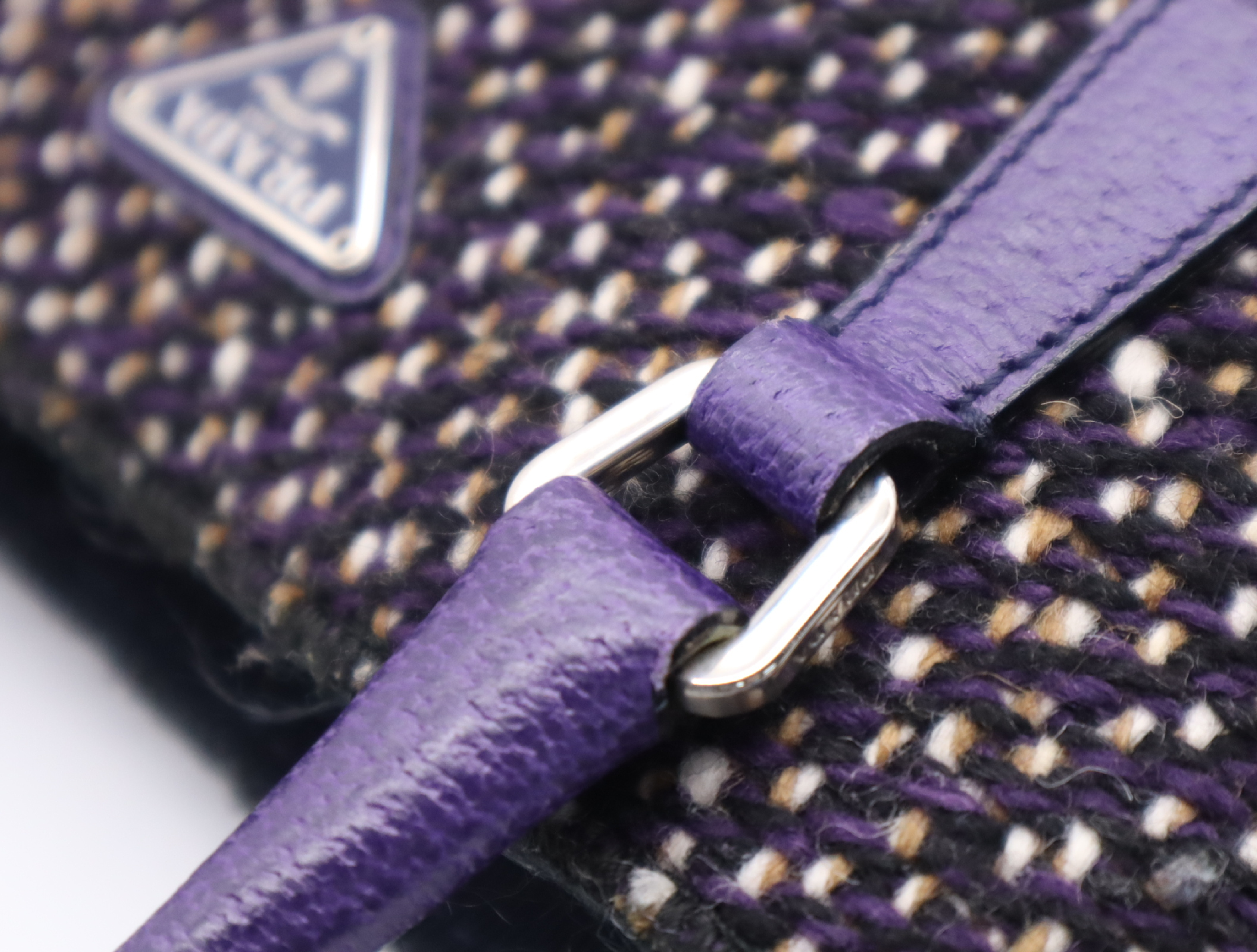 Tweed/Leather Flat Tweed Purple Handbag — view 10