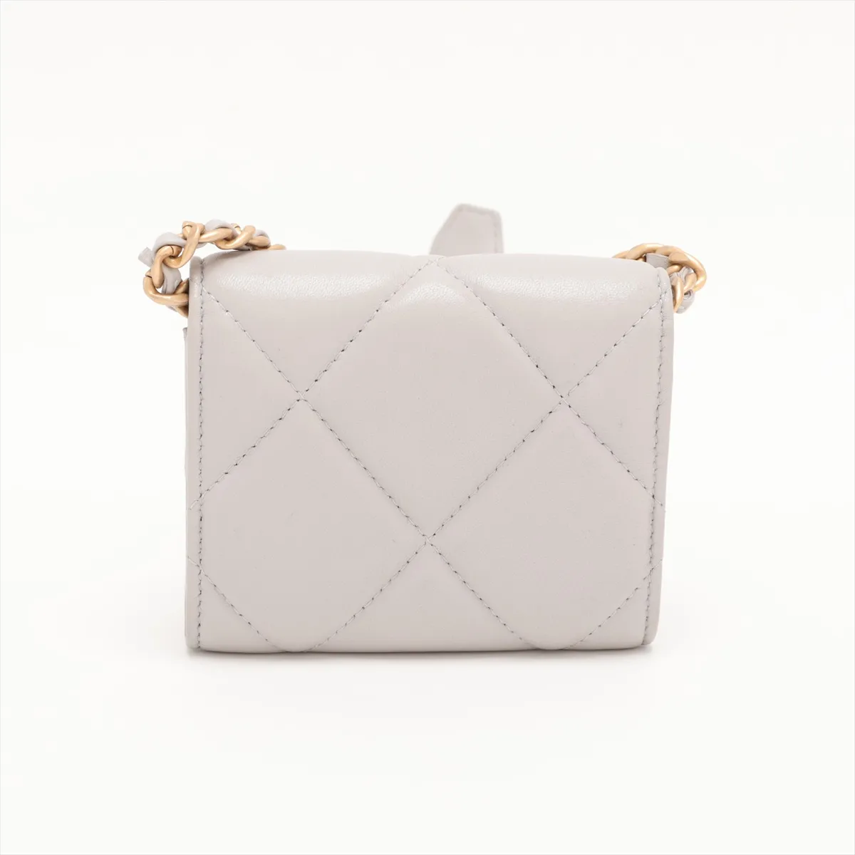 Matelassé Lambskin Chain Shoulder Bag, Gray with Gold and Silver Hardware, Item Number 31419975 (Serial Number in the 31st range) — view 2