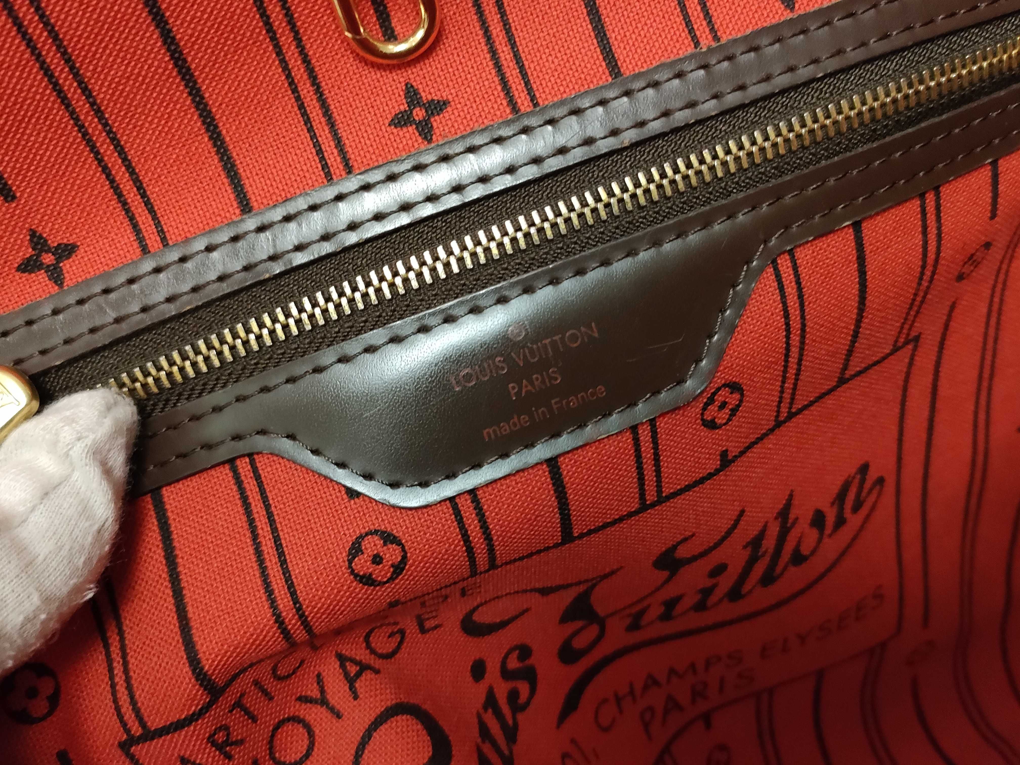 Damier Neverfull MM Shoulder Tote Bag (Damier Leather) — view 9