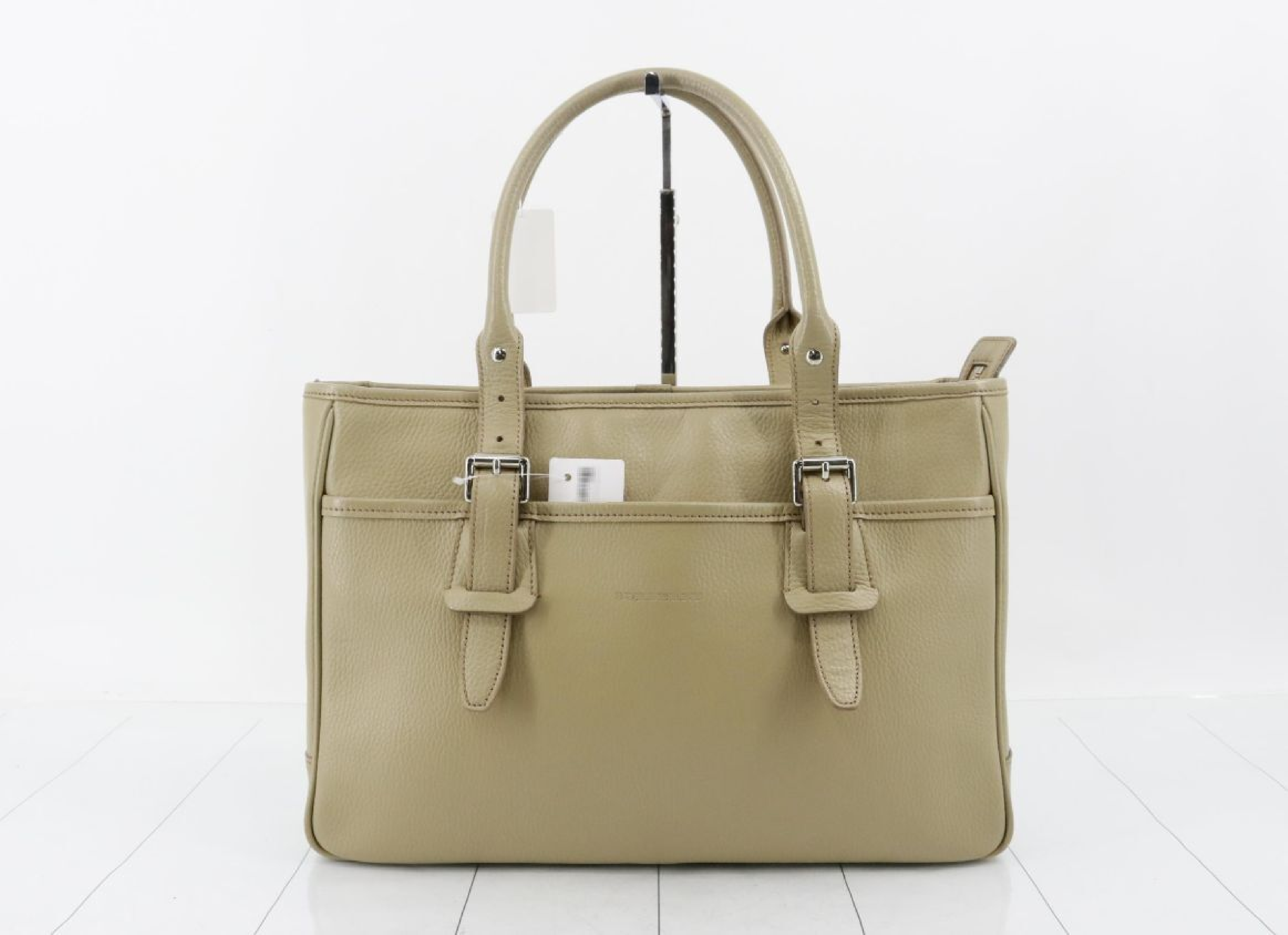Leather Handbag, Checkered Interior