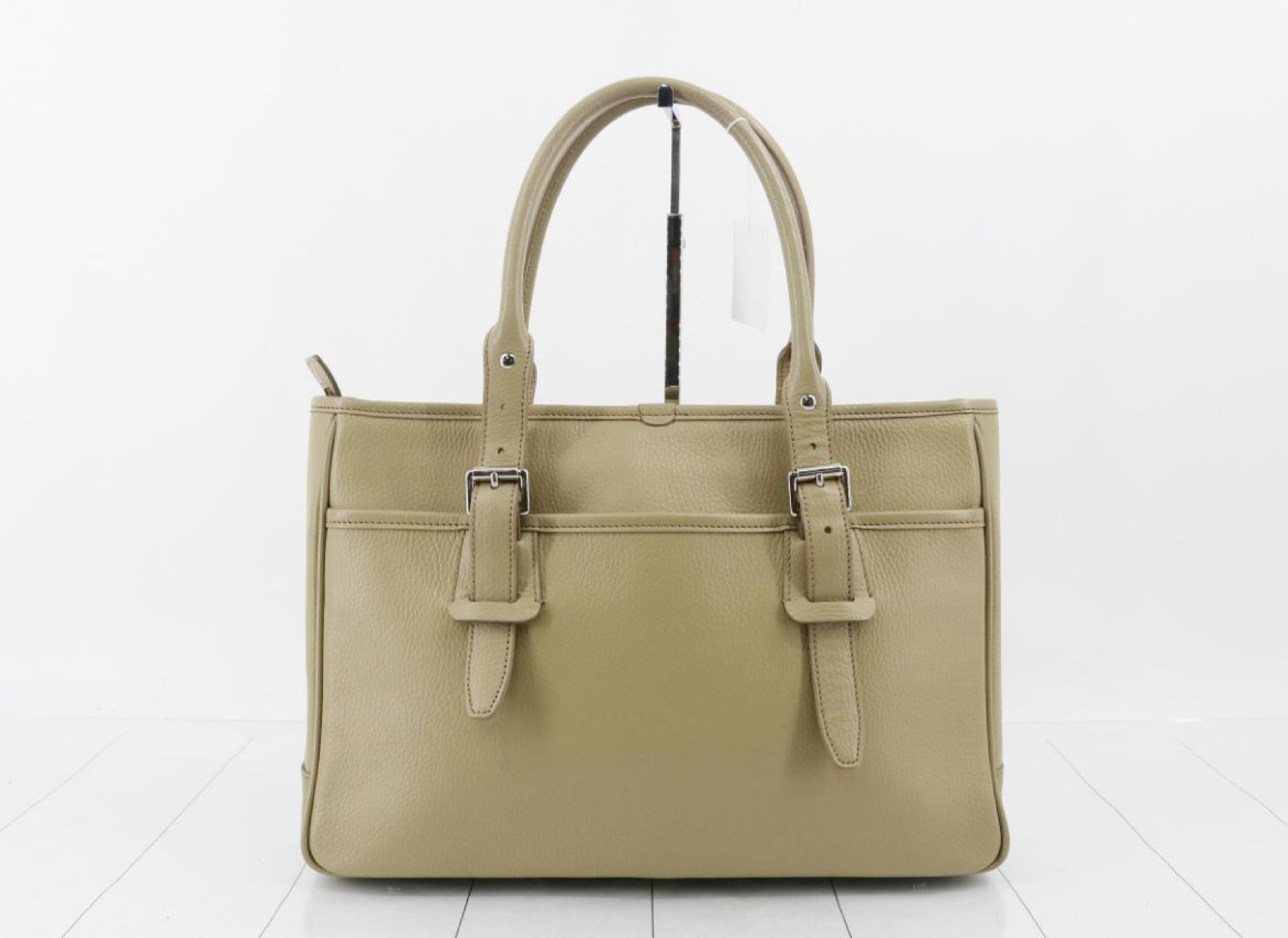 Leather Handbag, Checkered Interior — view 2