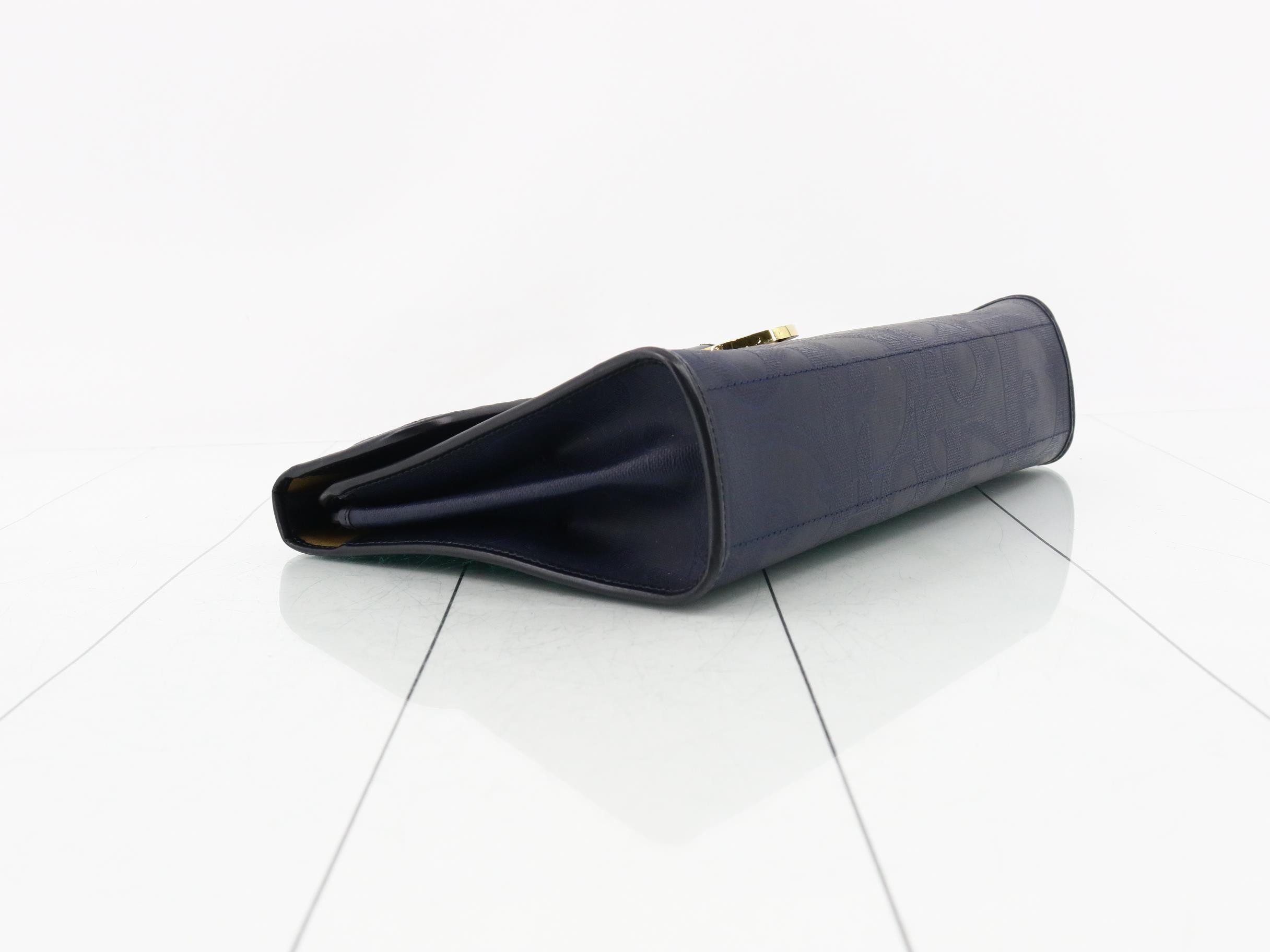 Trotter 2-Way Crossbody Bag with Strap, PVC/Leather, Navy, GP Hardware — view 5
