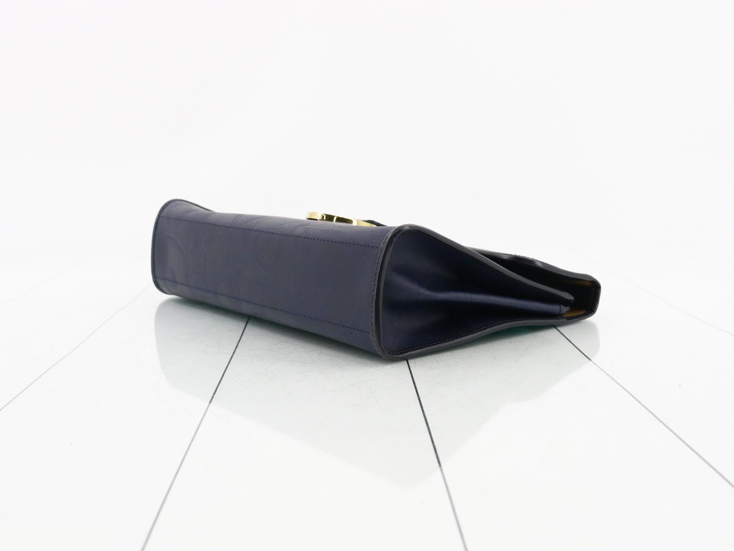 Trotter 2-Way Crossbody Bag with Strap, PVC/Leather, Navy, GP Hardware — view 6