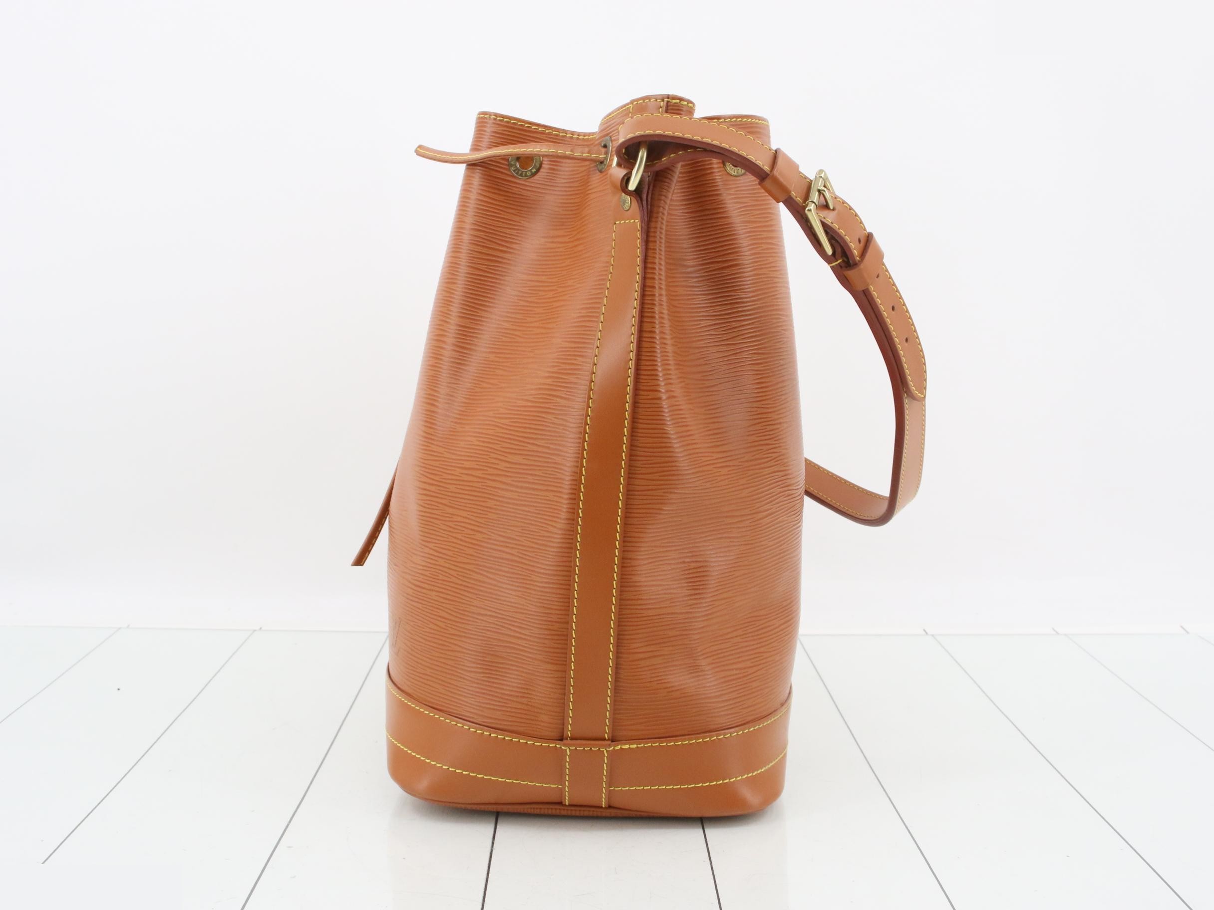 Epi Petit Noe Shoulder Bag/Bucket Bag, Brown, Gold Hardware — view 3