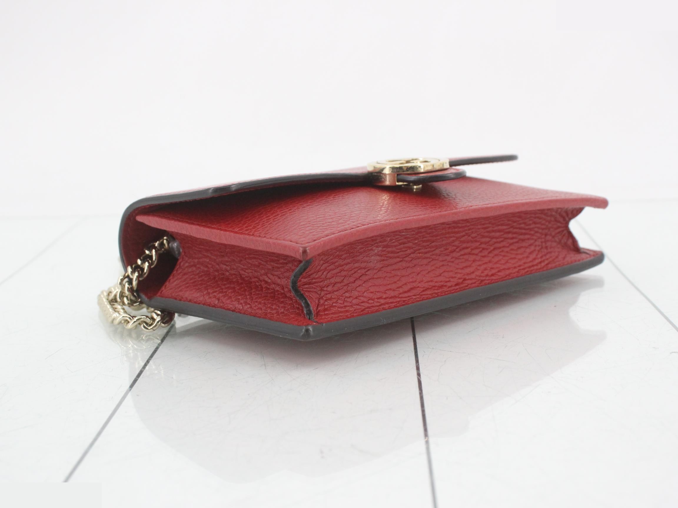 Interlocking G Leather Chain Wallet, Red — view 5