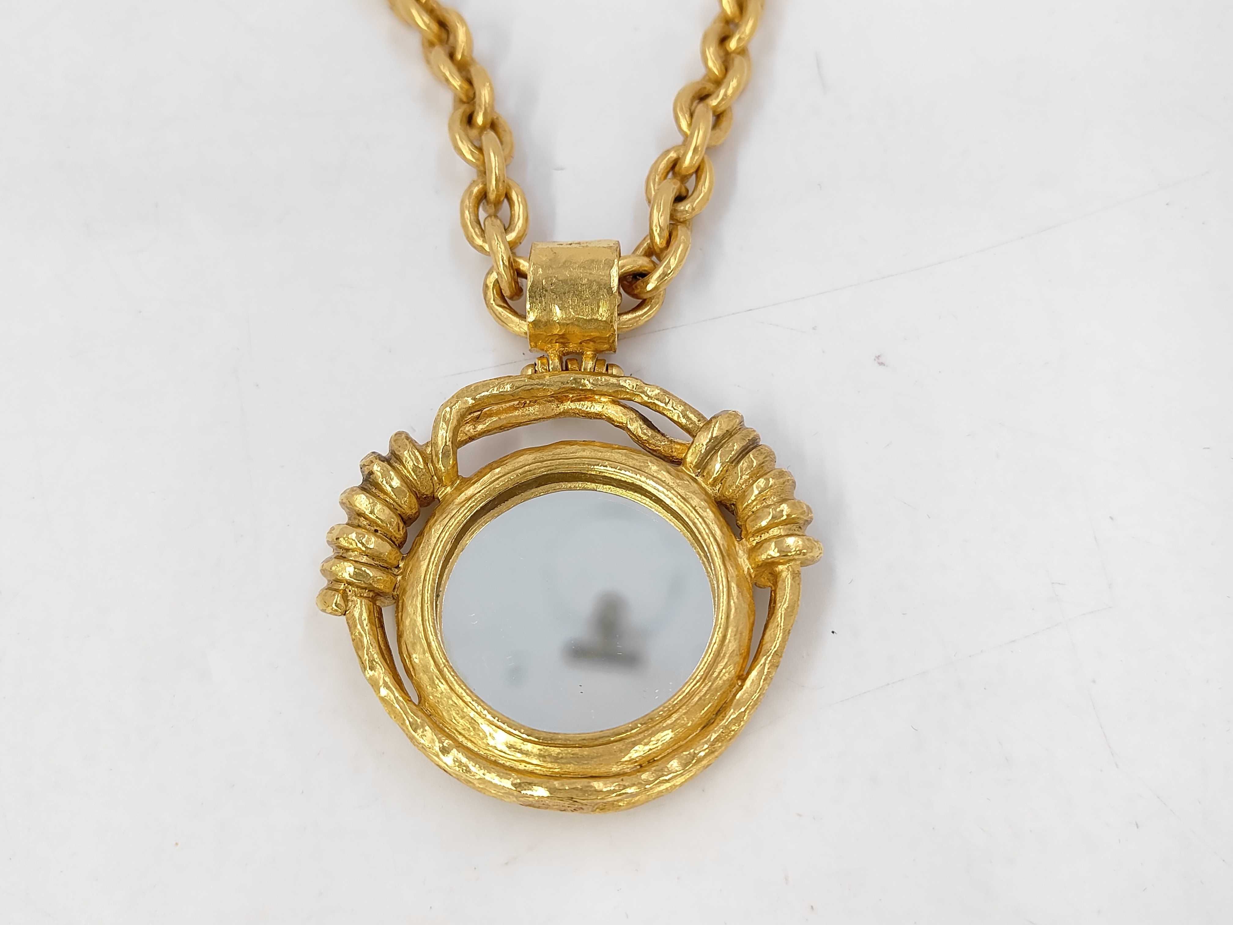Coco Mark Chanel Round Coco Mirror Metal Gold Necklace — view 2