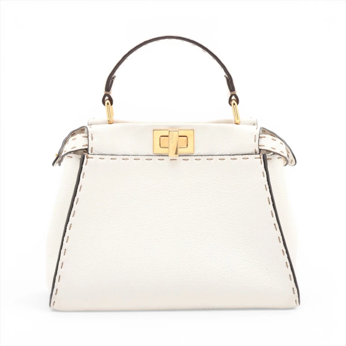Mini Peekaboo Selleria Leather 2-Way Handbag, White 8BN244 — view 2