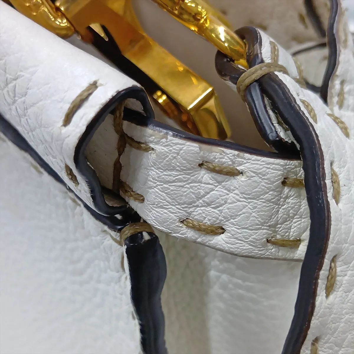 Mini Peekaboo Selleria Leather 2-Way Handbag, White 8BN244 — view 12