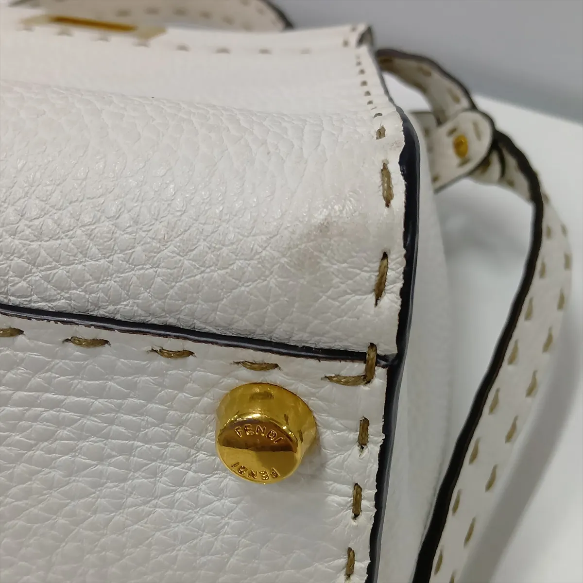 Mini Peekaboo Selleria Leather 2-Way Handbag, White 8BN244 — view 13