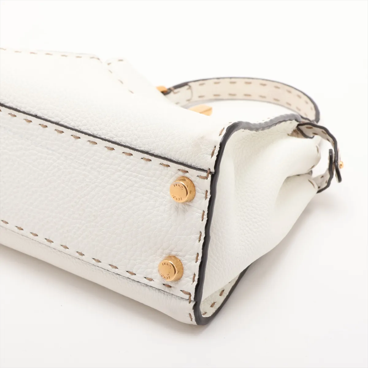 Mini Peekaboo Selleria Leather 2-Way Handbag, White 8BN244 — view 3
