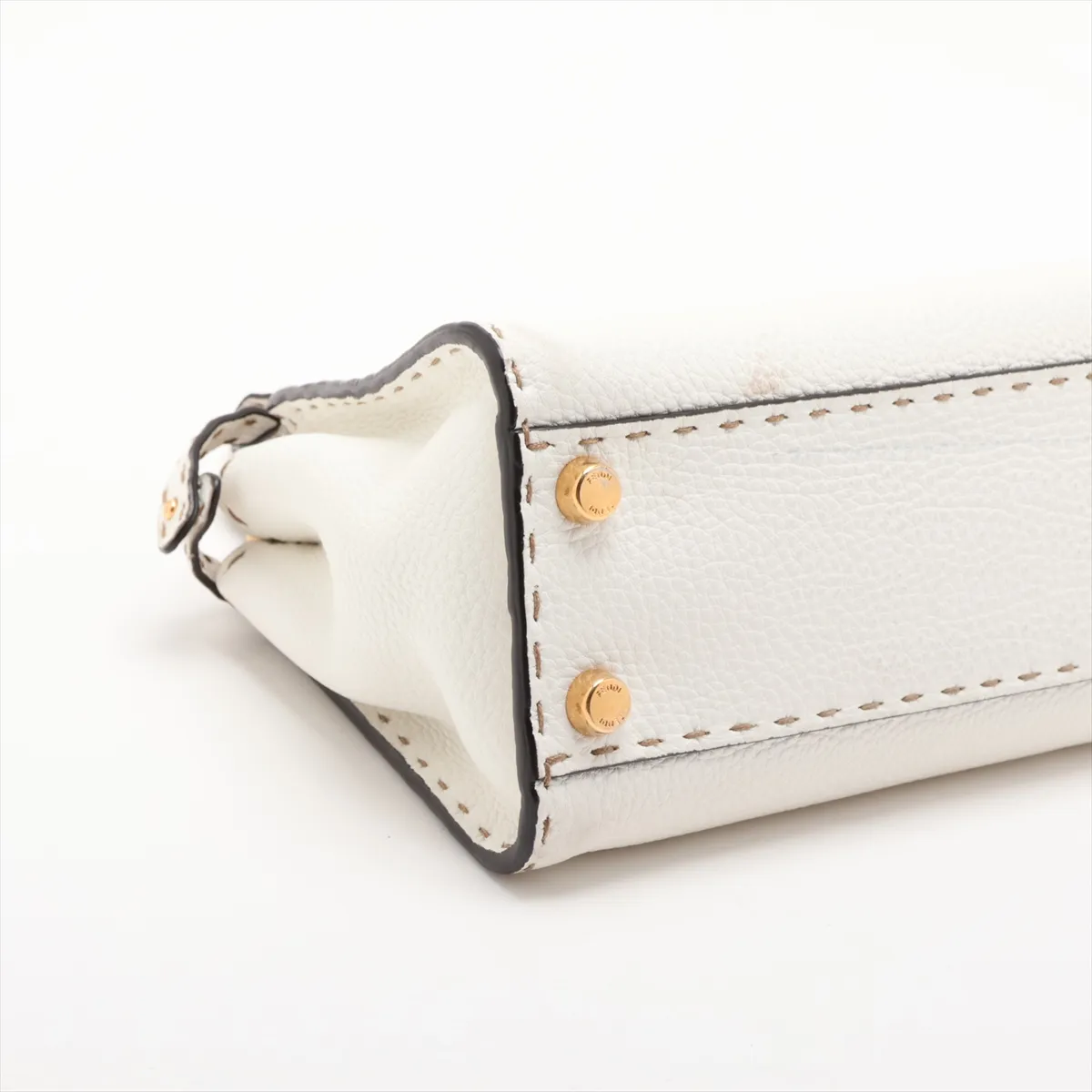 Mini Peekaboo Selleria Leather 2-Way Handbag, White 8BN244 — view 4