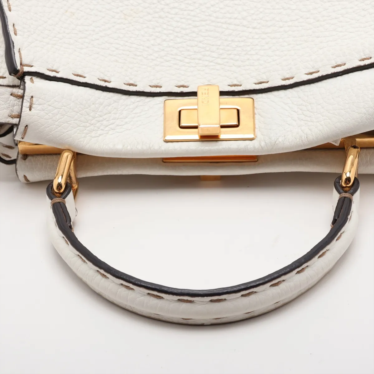 Mini Peekaboo Selleria Leather 2-Way Handbag, White 8BN244 — view 5