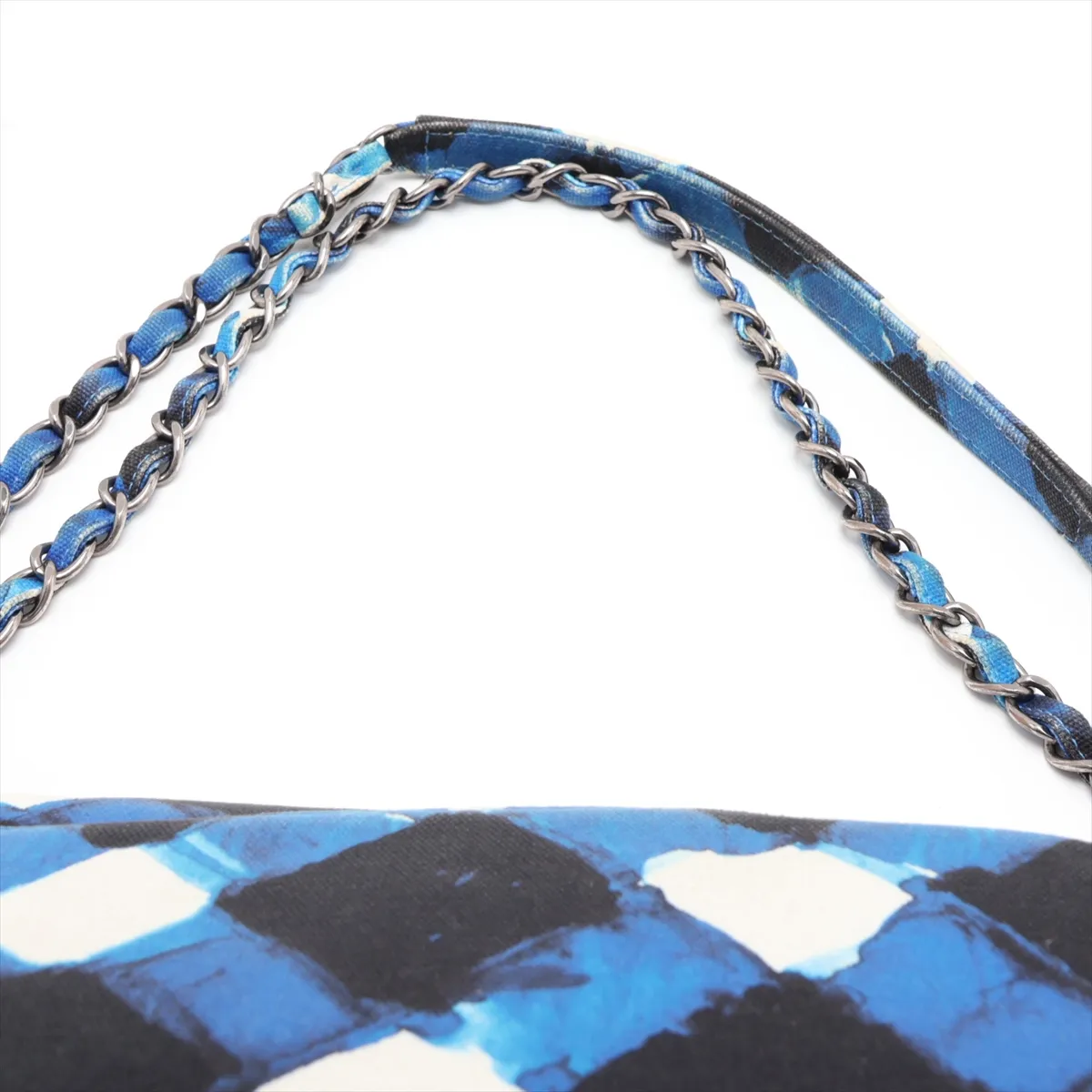 [Individually packaged] Chanel Coco Mark Canvas Single Flap Double Chain Bag, Blue x Black, Gunmetal Hardware, 22425459, Serial Number 22 — view 6