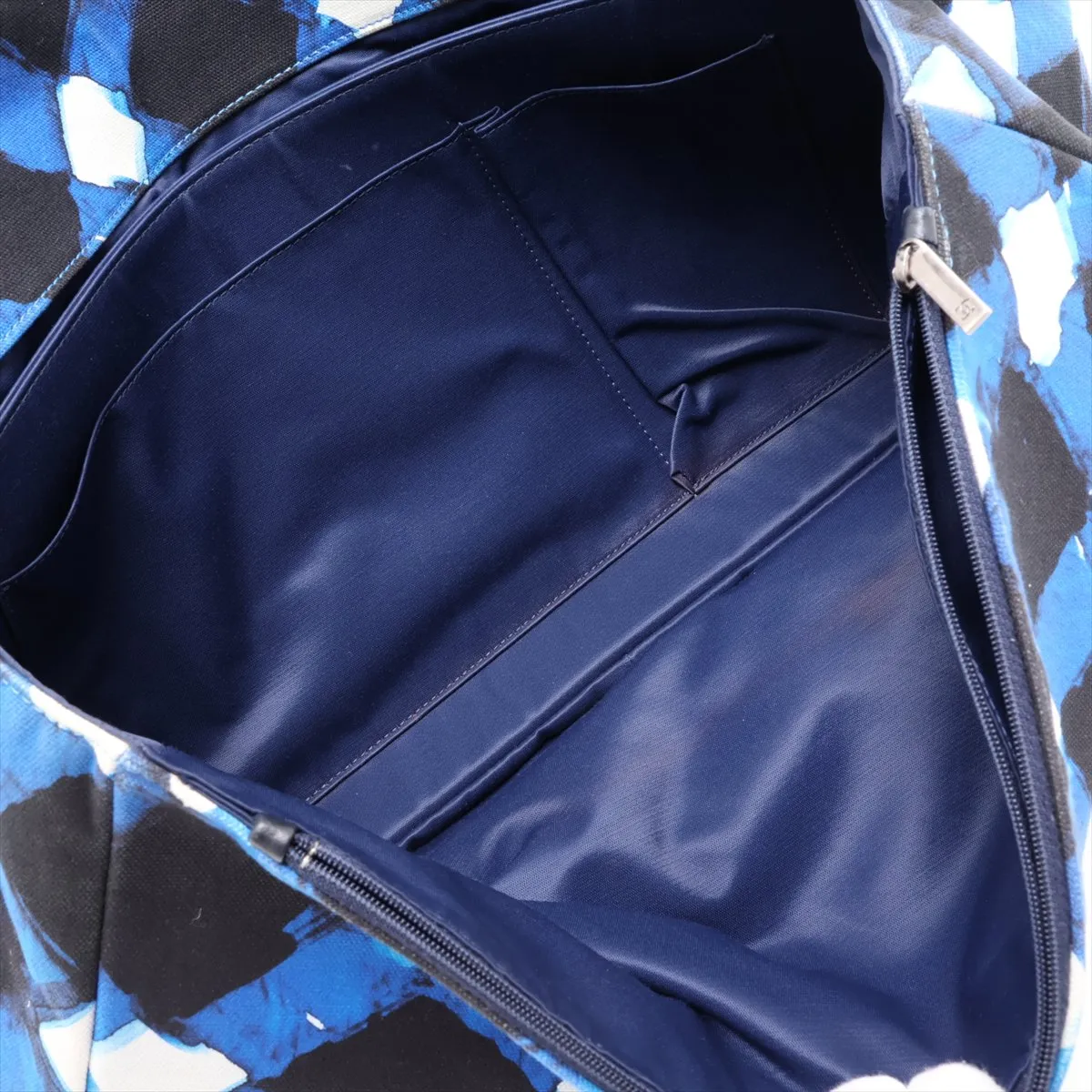 [Individually packaged] Chanel Coco Mark Canvas Single Flap Double Chain Bag, Blue x Black, Gunmetal Hardware, 22425459, Serial Number 22 — view 8