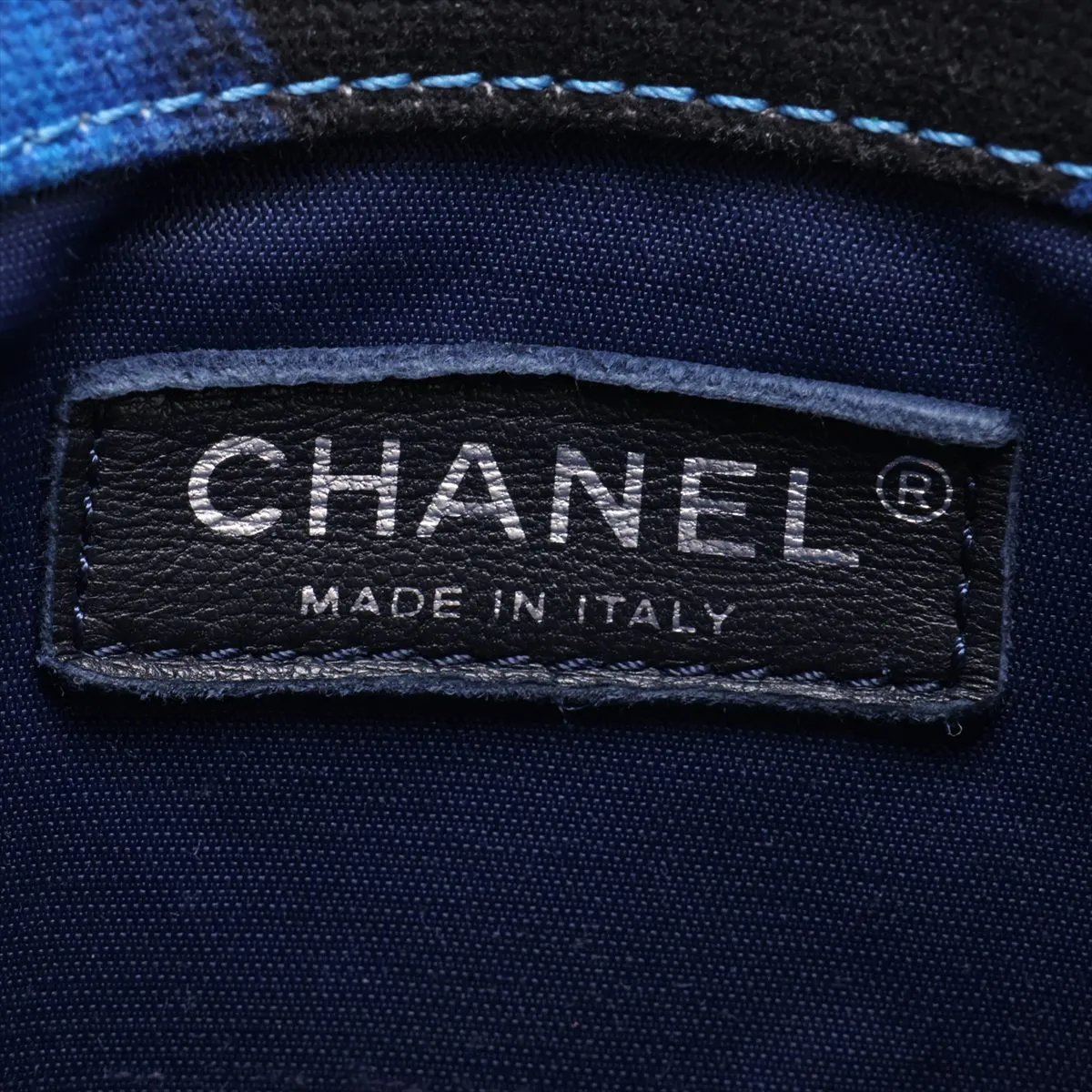 [Individually packaged] Chanel Coco Mark Canvas Single Flap Double Chain Bag, Blue x Black, Gunmetal Hardware, 22425459, Serial Number 22 — view 10