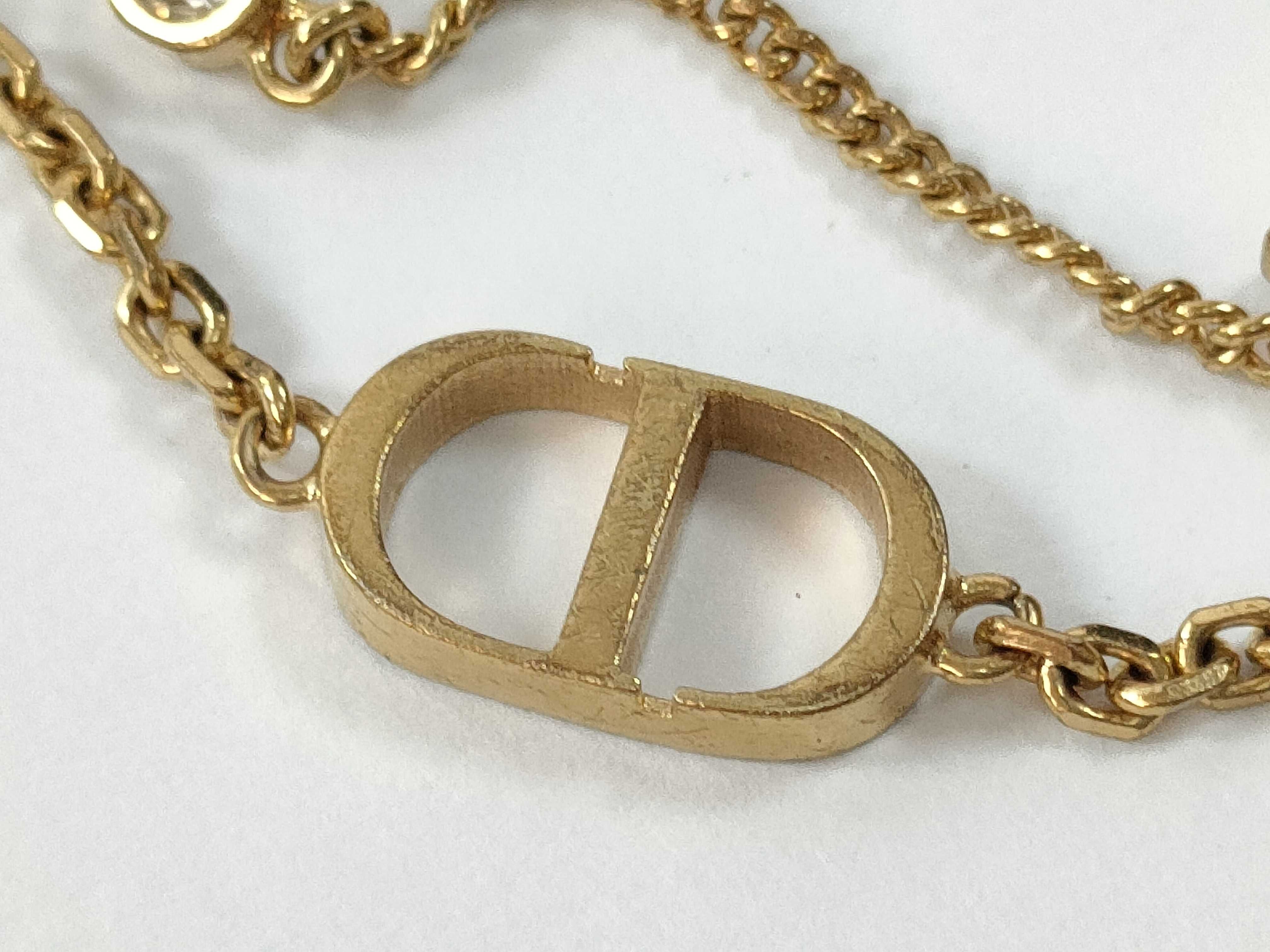 Bracelet CD Logo Star Double Chain Clear Stone Gold Bracelet/Bangle — view 2