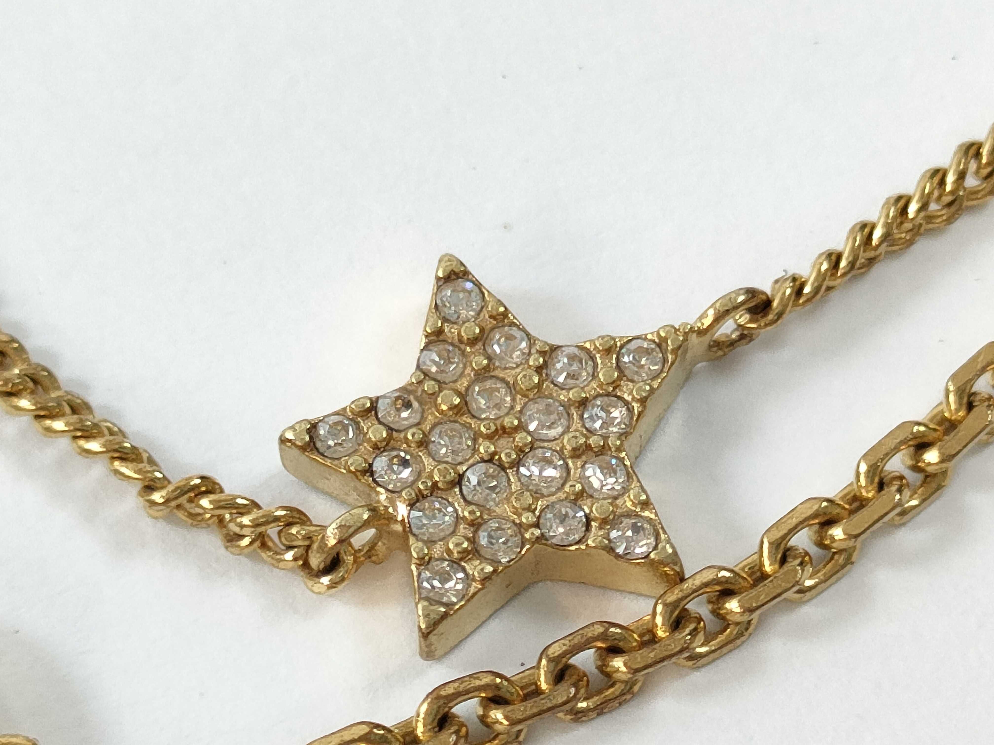 Bracelet CD Logo Star Double Chain Clear Stone Gold Bracelet/Bangle — view 3