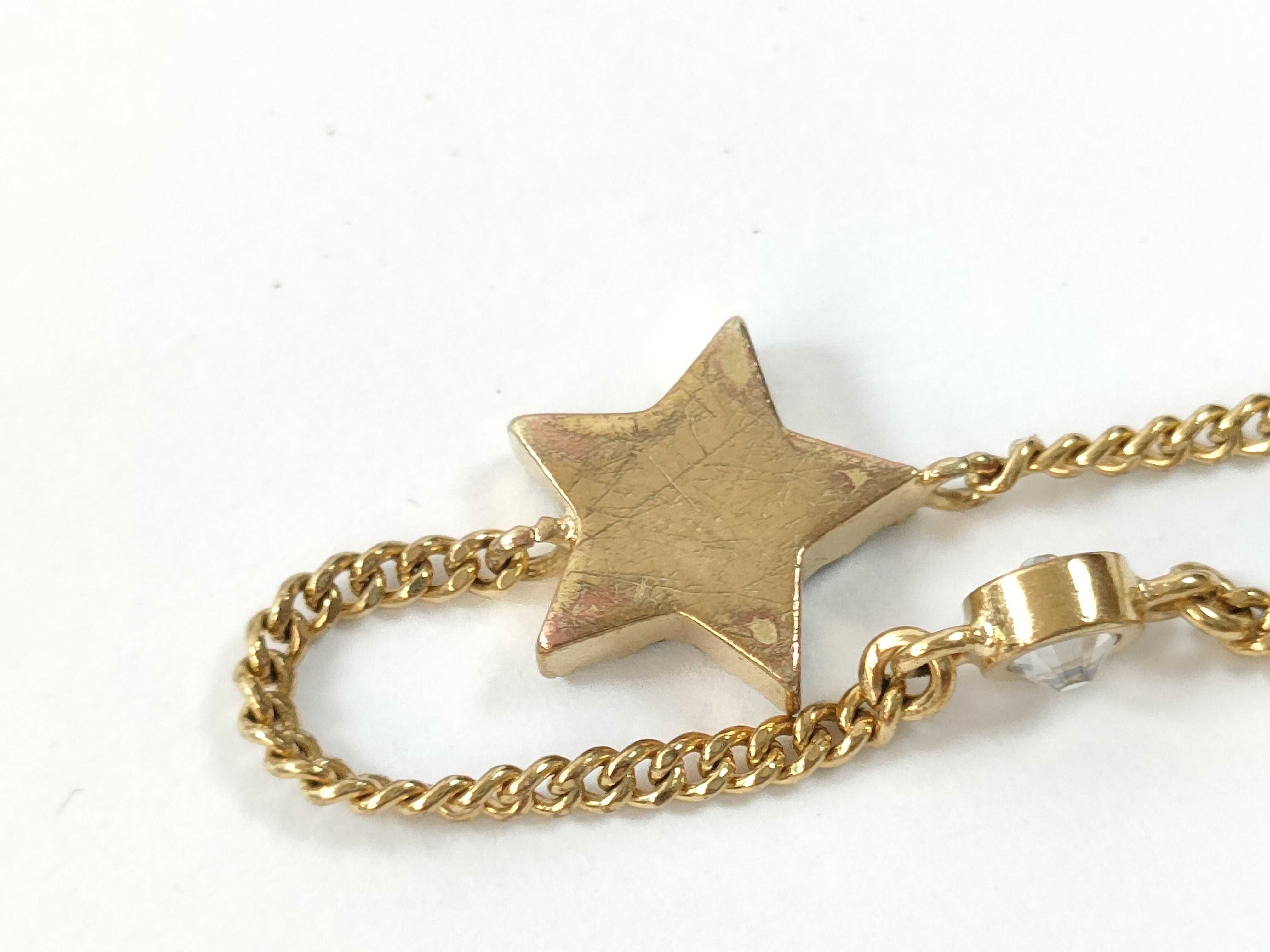 Bracelet CD Logo Star Double Chain Clear Stone Gold Bracelet/Bangle — view 7