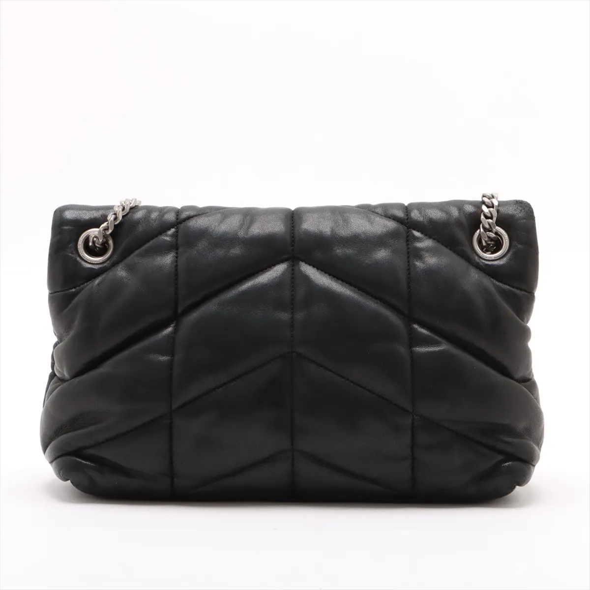 Lulu Puffer Leather Chain Shoulder Bag Black 577476 — view 2