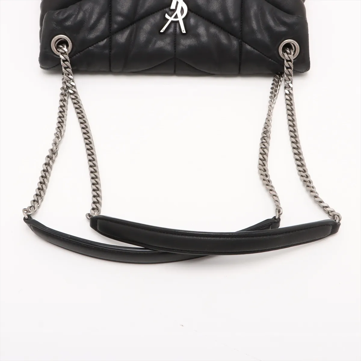 Lulu Puffer Leather Chain Shoulder Bag Black 577476 — view 5