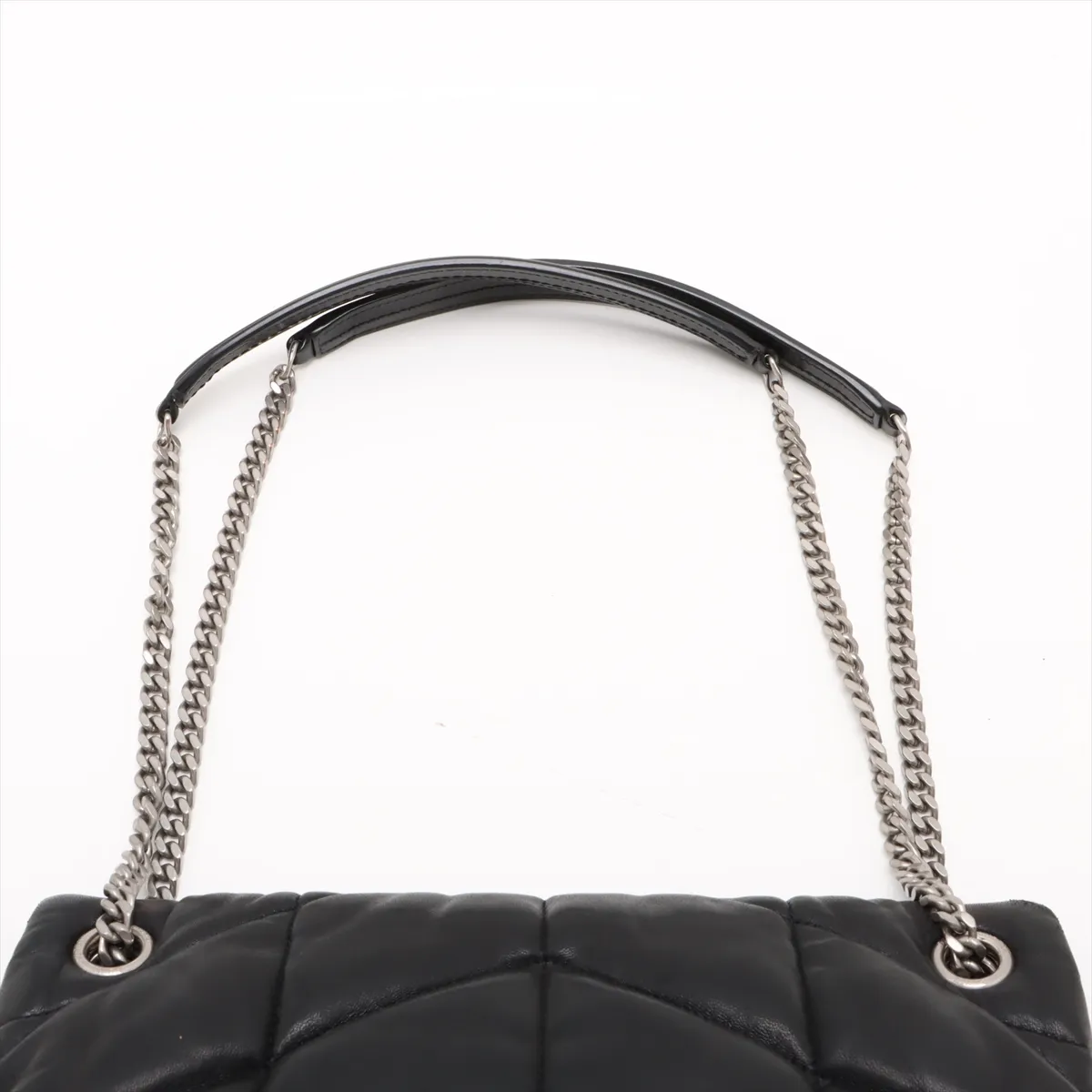 Lulu Puffer Leather Chain Shoulder Bag Black 577476 — view 6