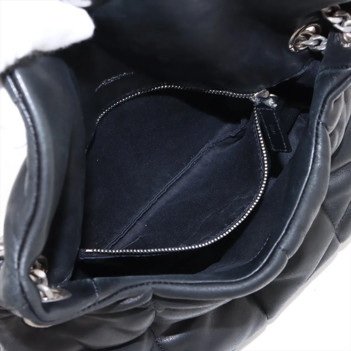 Lulu Puffer Leather Chain Shoulder Bag Black 577476 — view 8