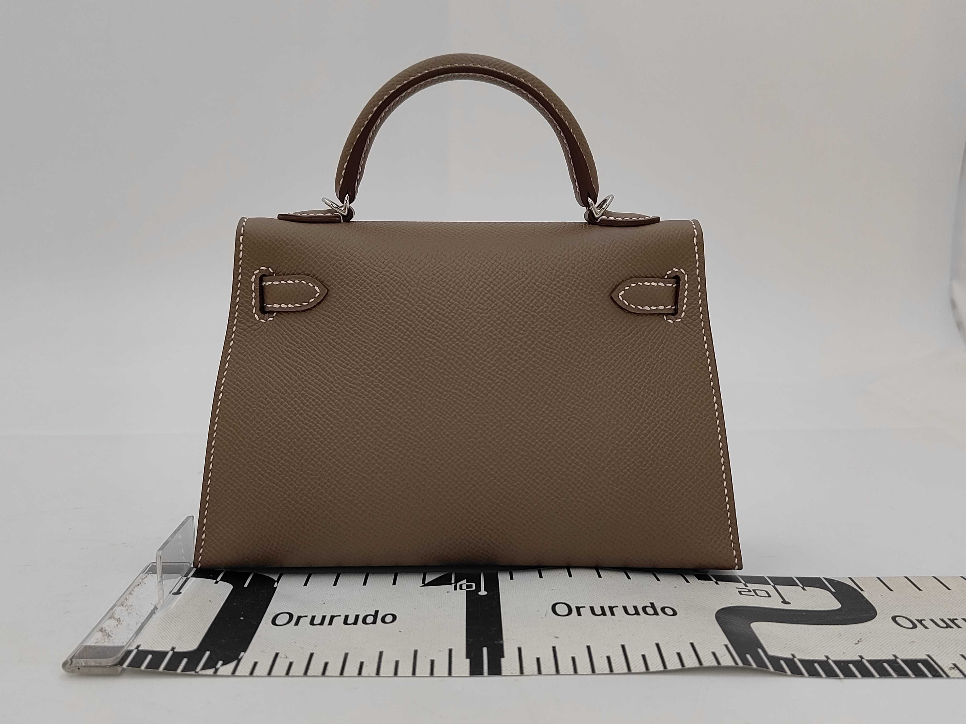 Kelly Mini Kelly Epsom Etoupe Silver Hardware G Stamp Handbag — view 2