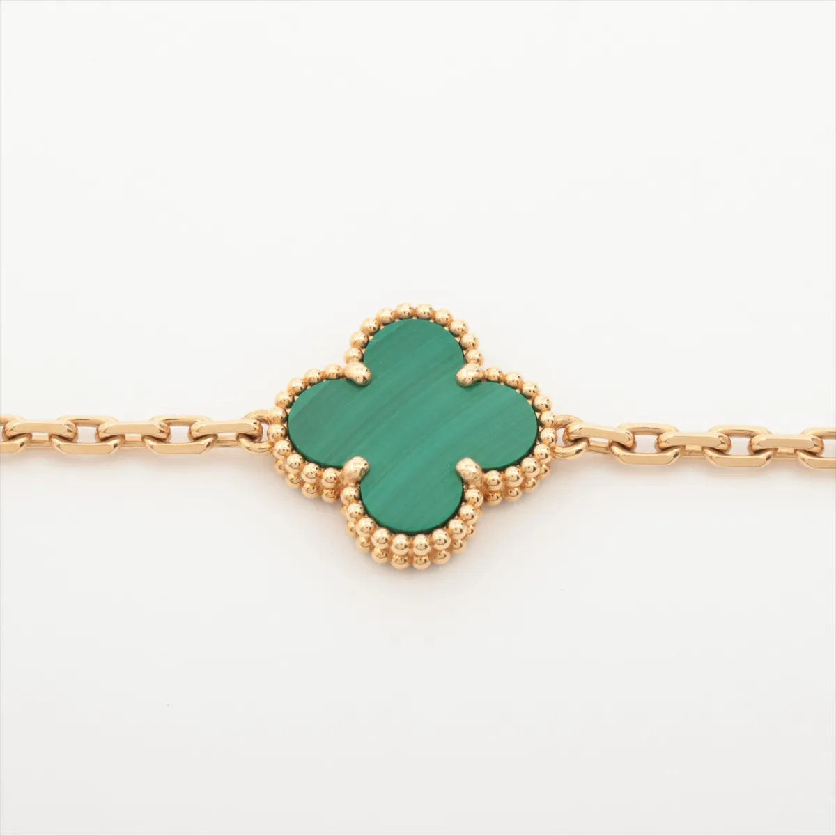 Vintage Alhambra 5P Malachite Bracelet 750(YG) 12.7g JA894134 Stone — view 2