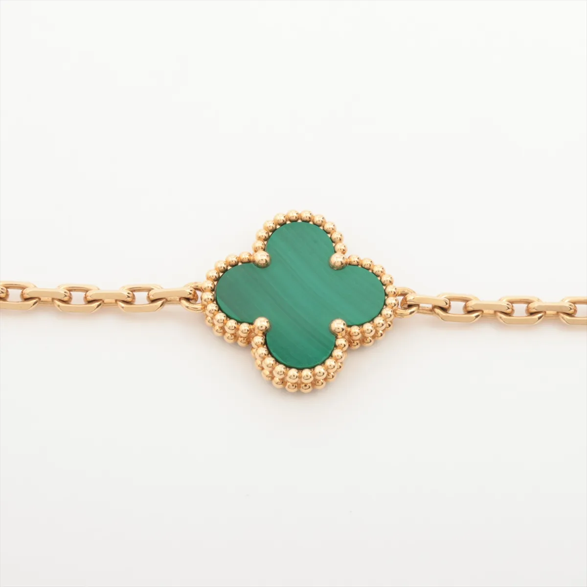 Vintage Alhambra 5P Malachite Bracelet 750(YG) 12.7g JA894134 Stone — view 3