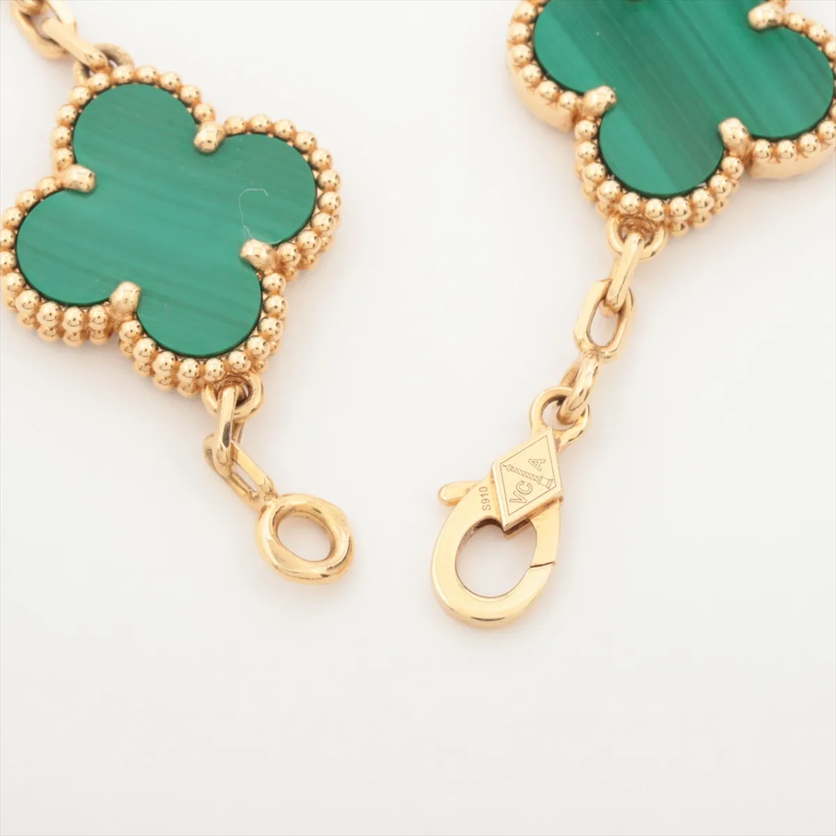 Vintage Alhambra 5P Malachite Bracelet 750(YG) 12.7g JA894134 Stone — view 4