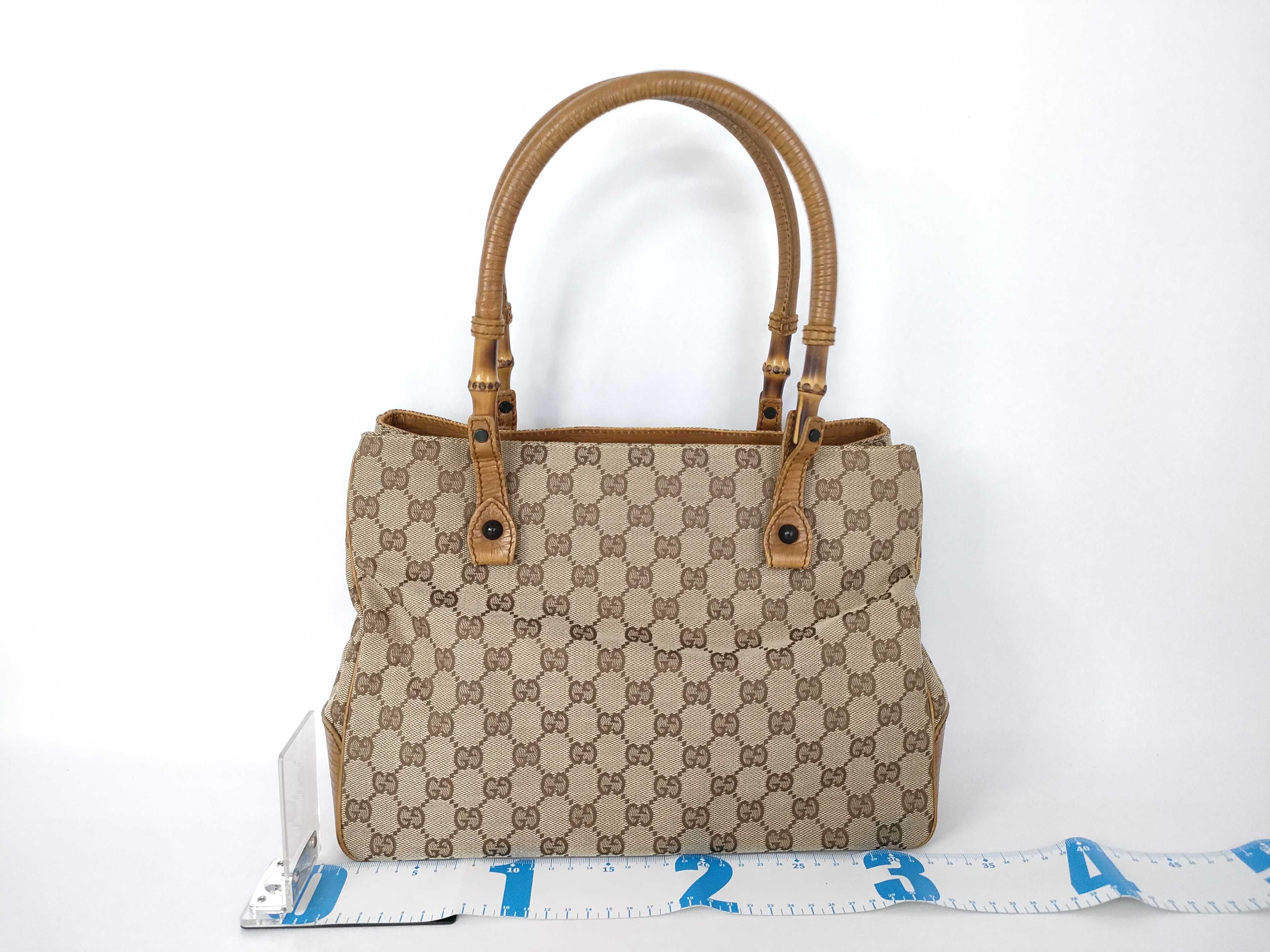 GG Canvas Gucci Canvas Tote Bag Bamboo Handbag — view 2