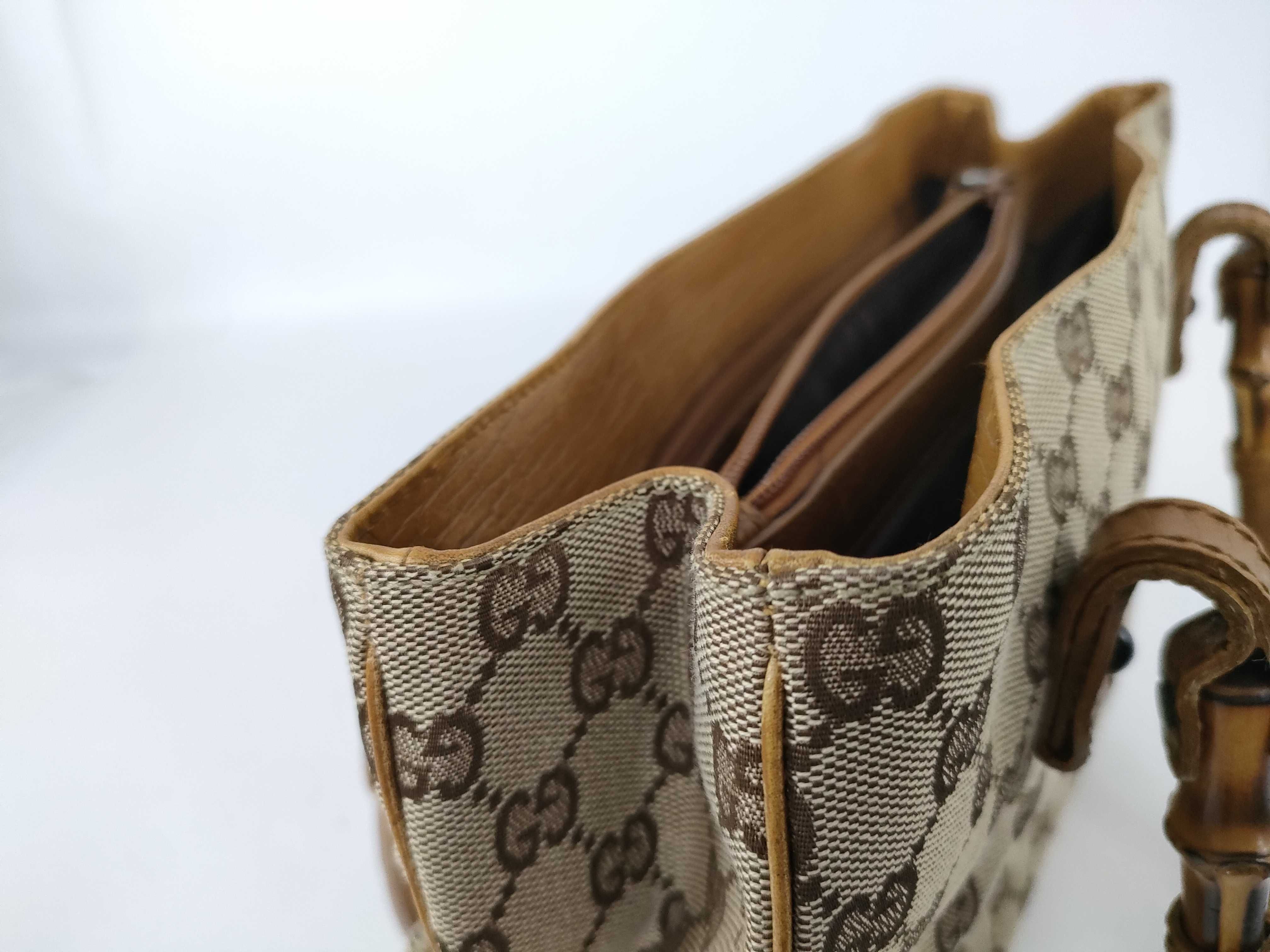 GG Canvas Gucci Canvas Tote Bag Bamboo Handbag — view 15