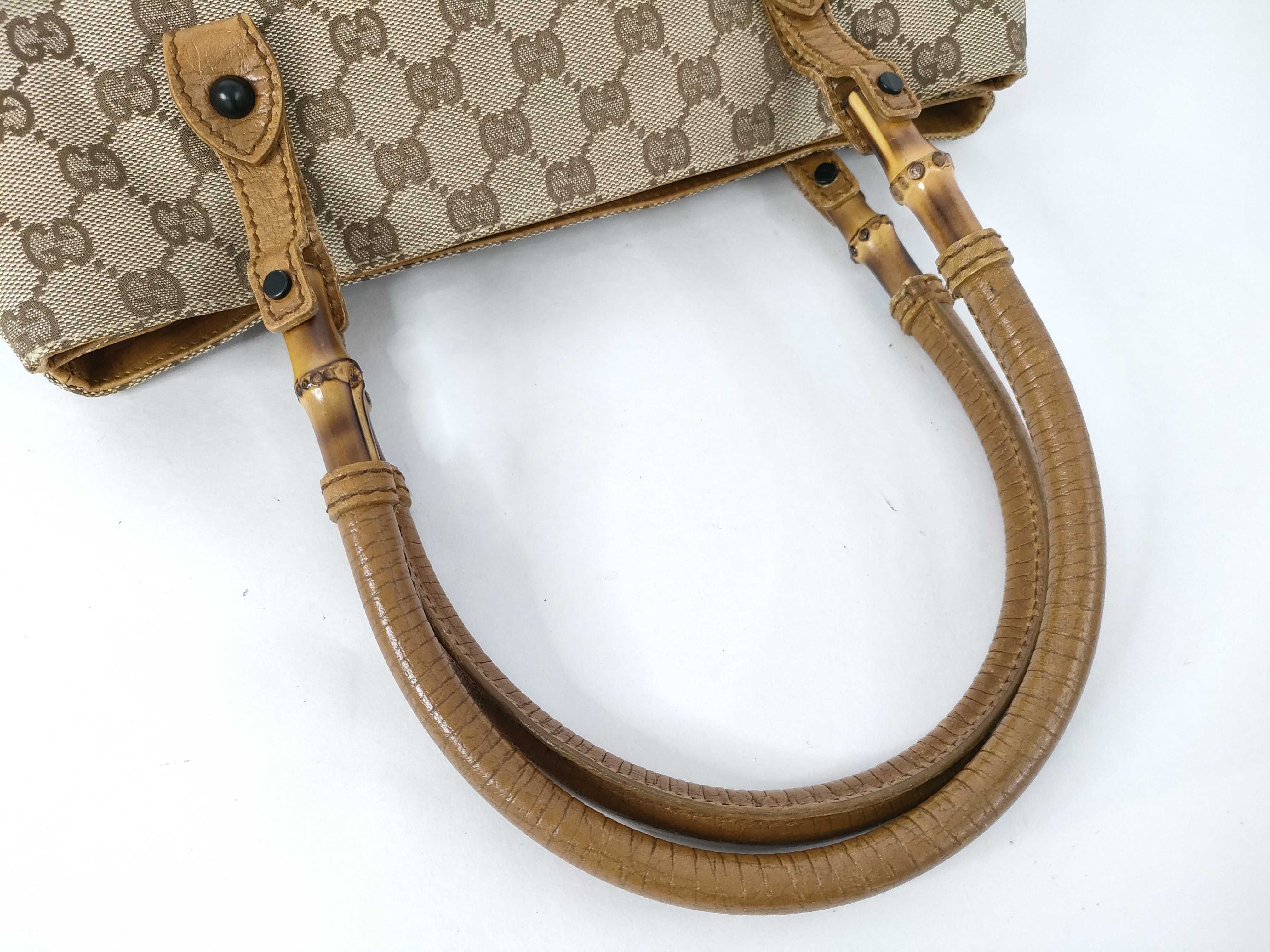 GG Canvas Gucci Canvas Tote Bag Bamboo Handbag — view 3