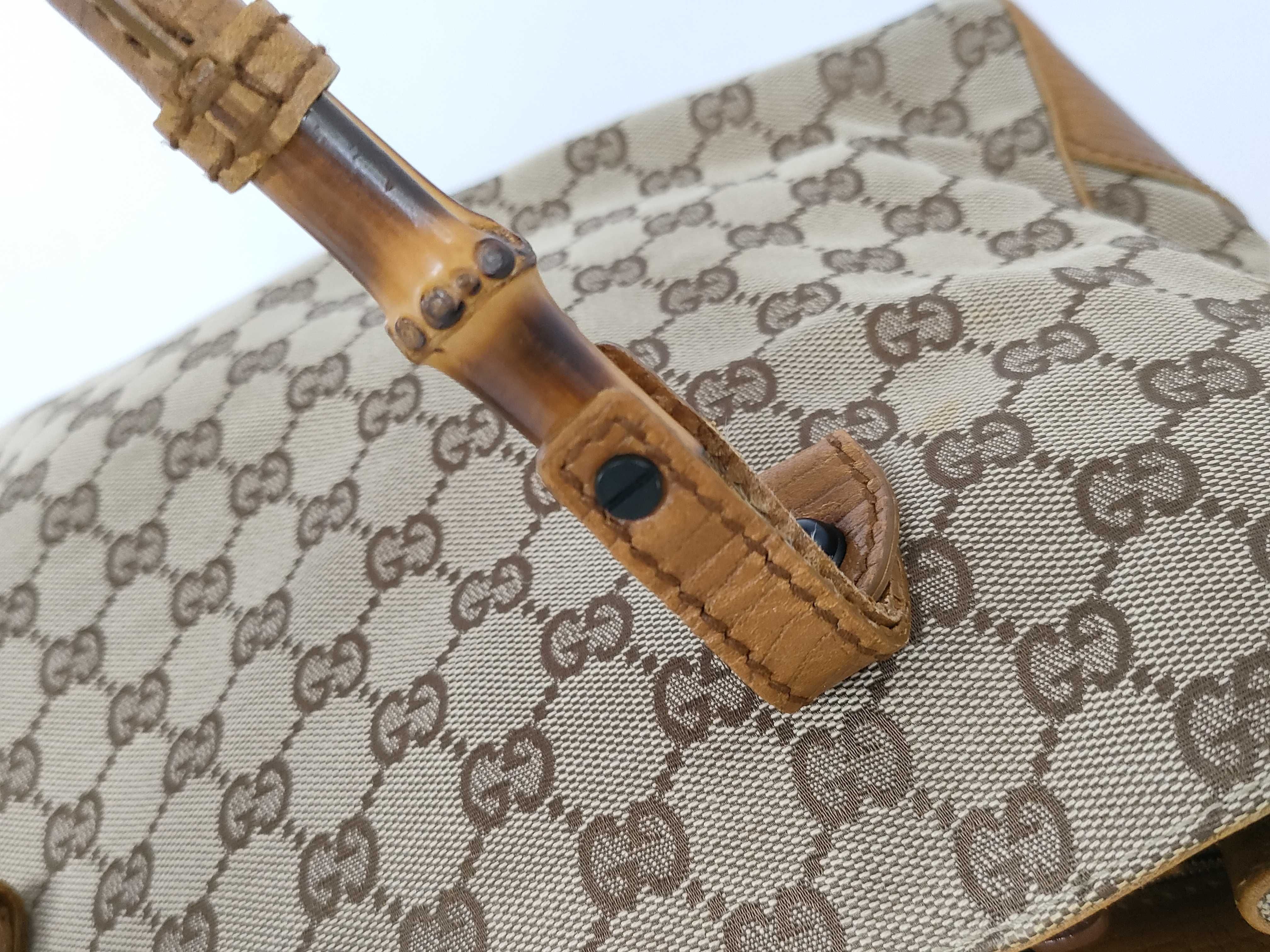 GG Canvas Gucci Canvas Tote Bag Bamboo Handbag — view 5
