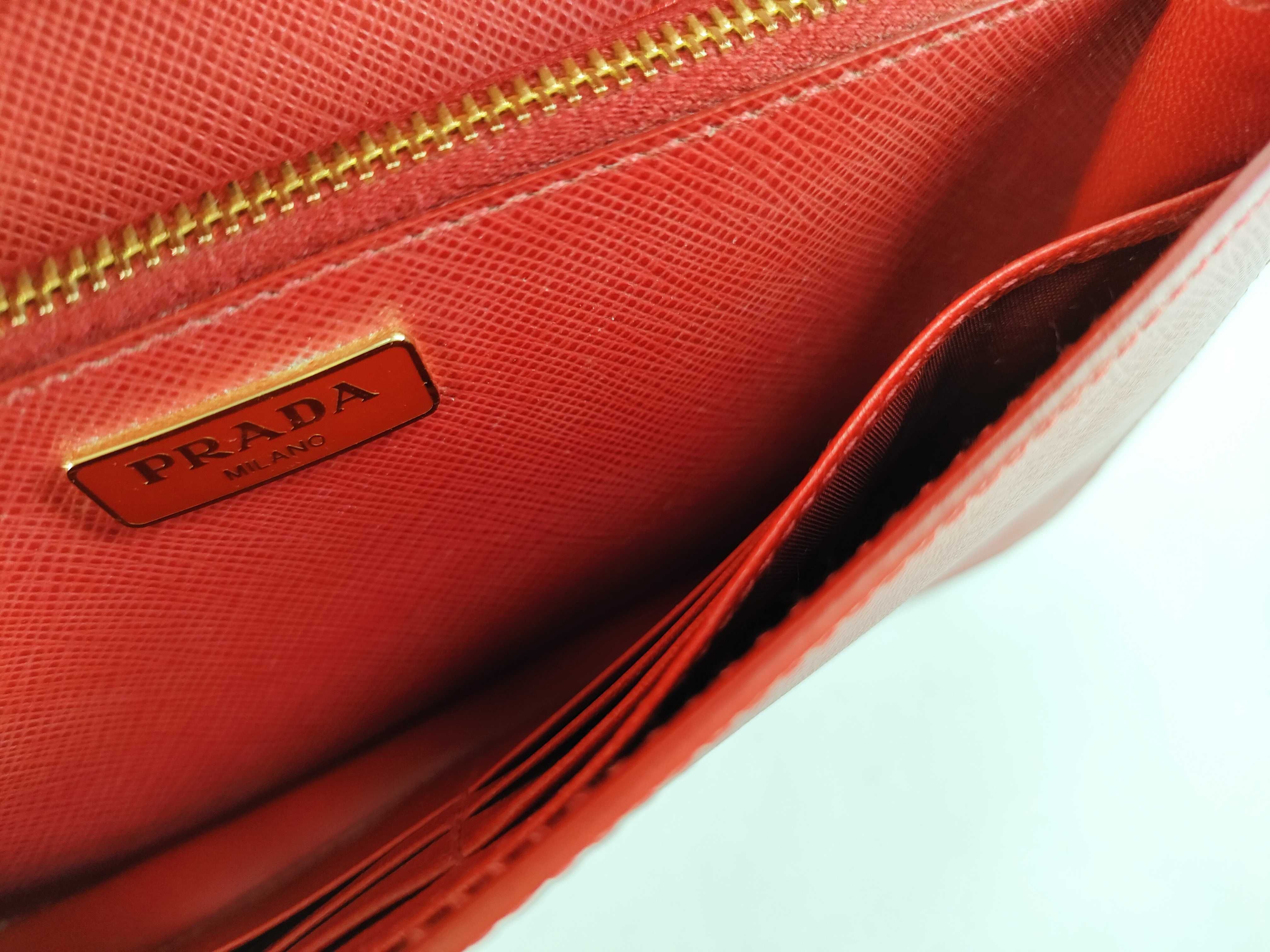 Saffiano Leather Shoulder Wallet Red Shoulder Bag — view 12