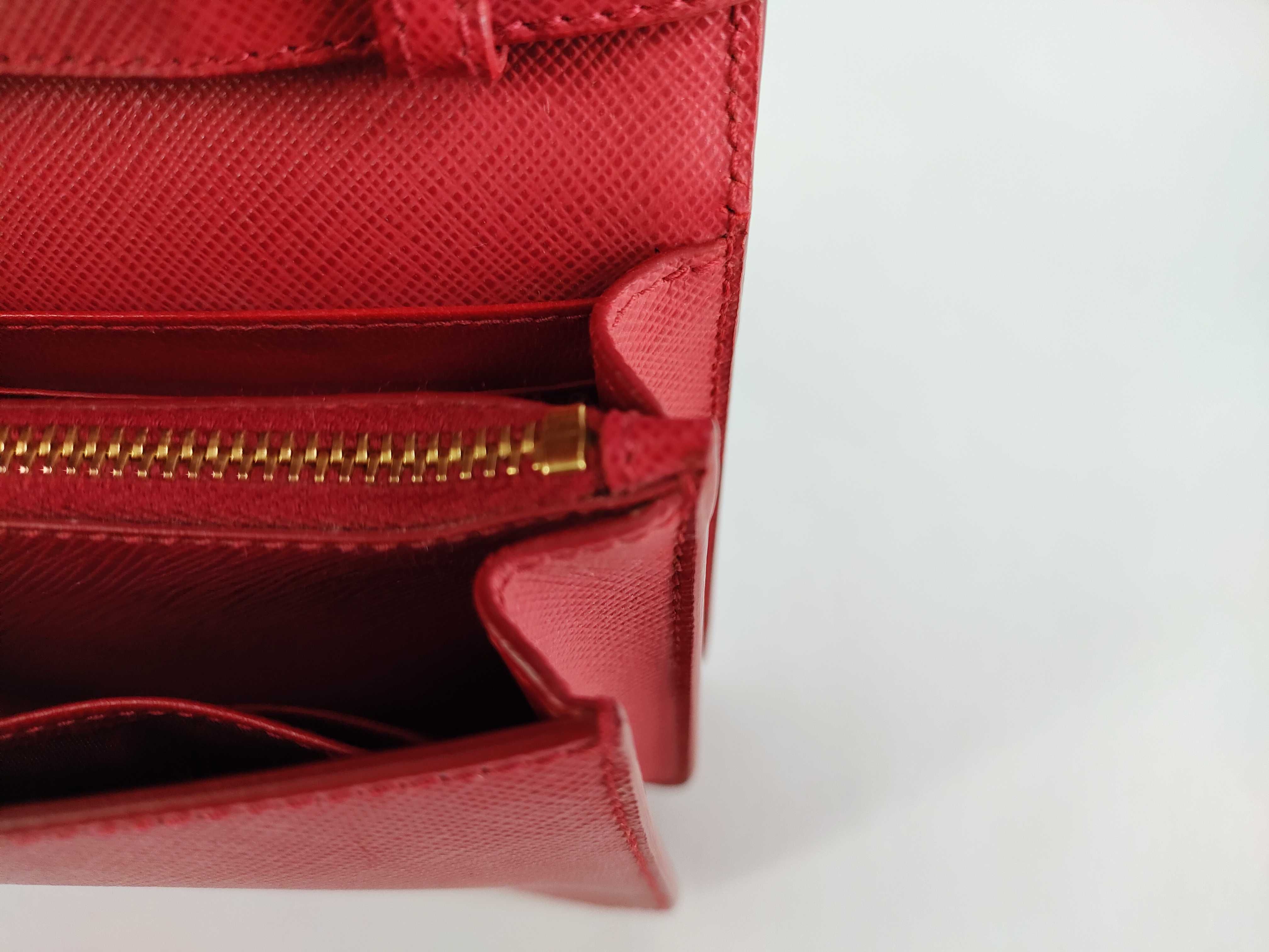 Saffiano Leather Shoulder Wallet Red Shoulder Bag — view 14