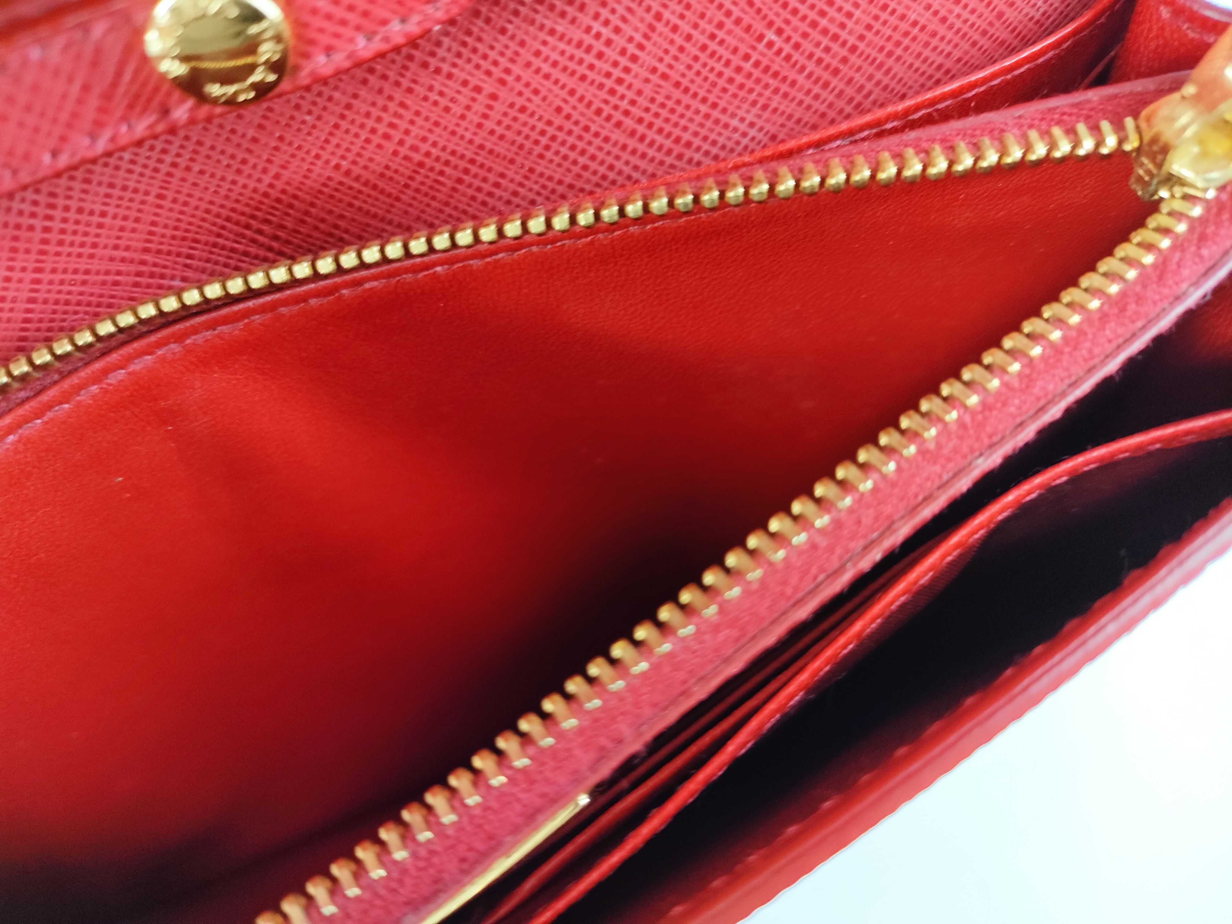 Saffiano Leather Shoulder Wallet Red Shoulder Bag — view 10