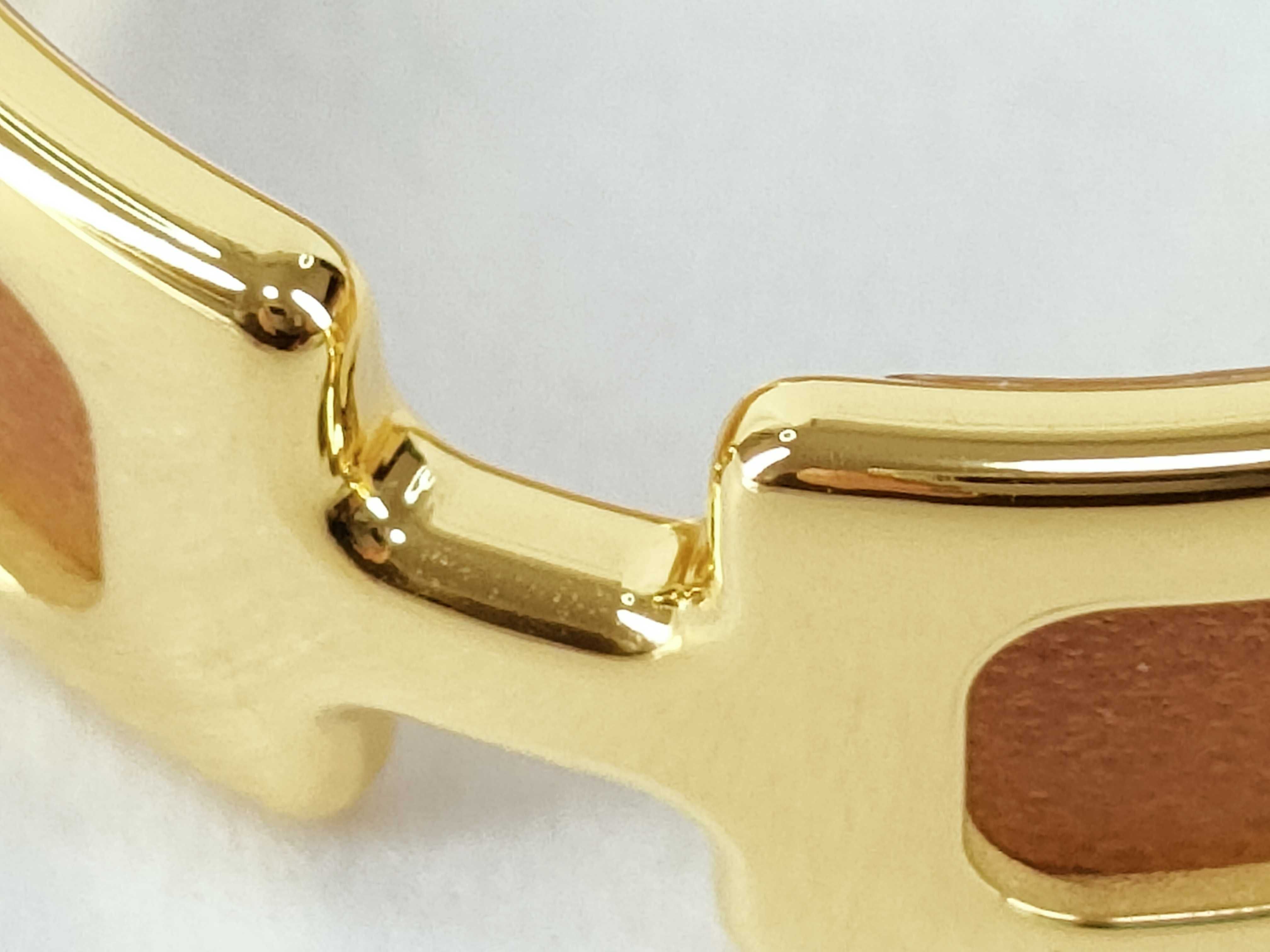 Olympe Hoop Earrings, GP x Leather, Yellow Gold x Gold Earrings — view 6