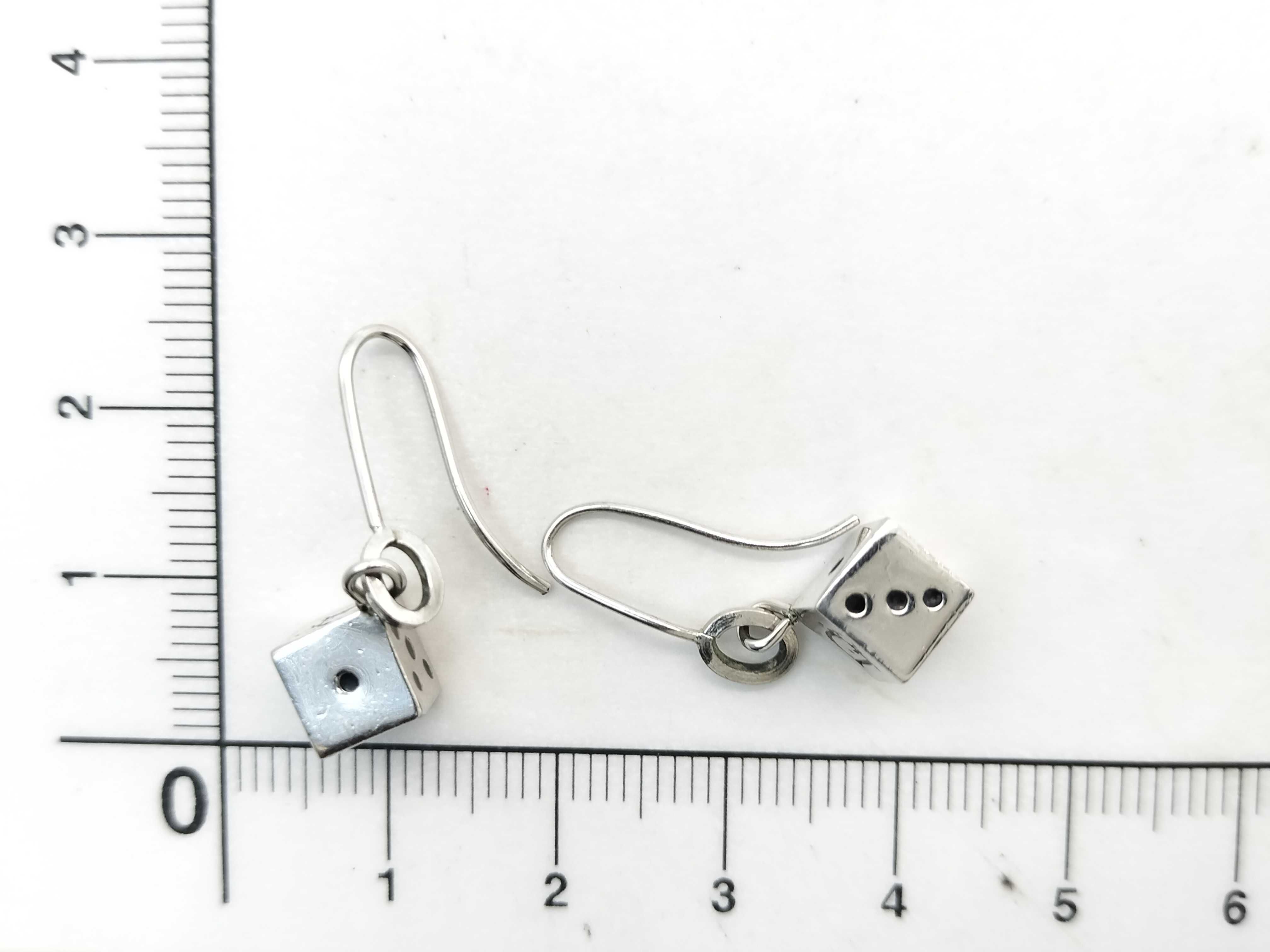dice silver color earrings — view 5