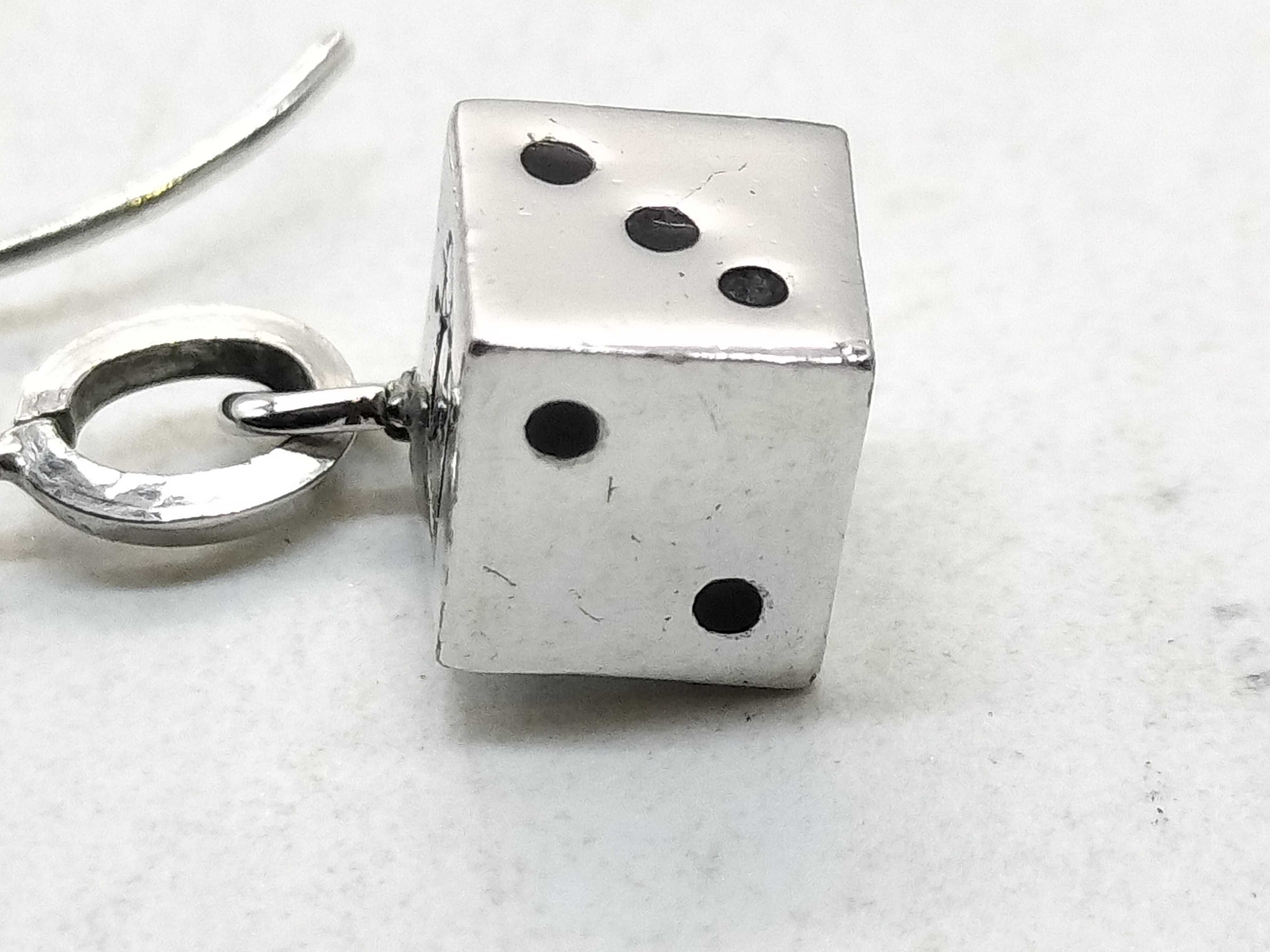 dice silver color earrings — view 6