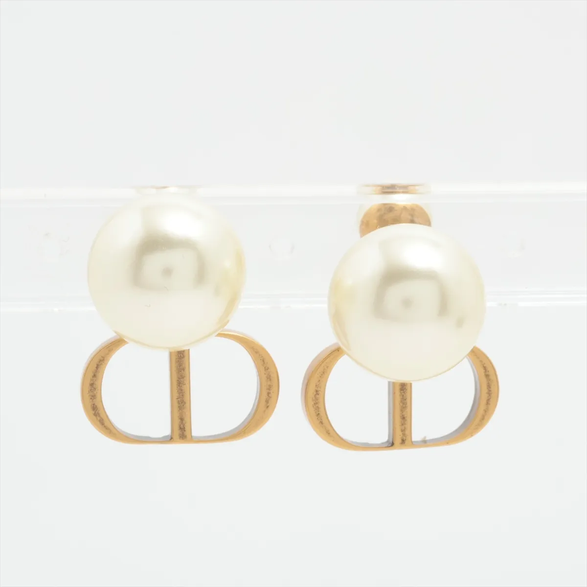 Tribales earrings (for both ears), gold-plated with faux pearls. Shows signs of wear: — view 2