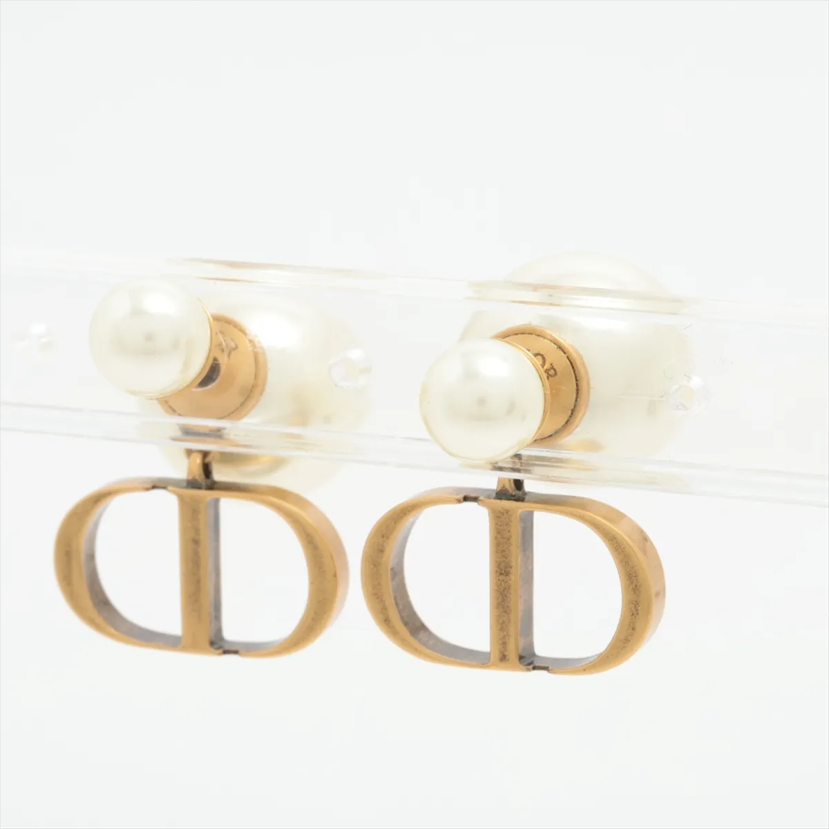 Tribales earrings (for both ears), gold-plated with faux pearls. Shows signs of wear: — view 3